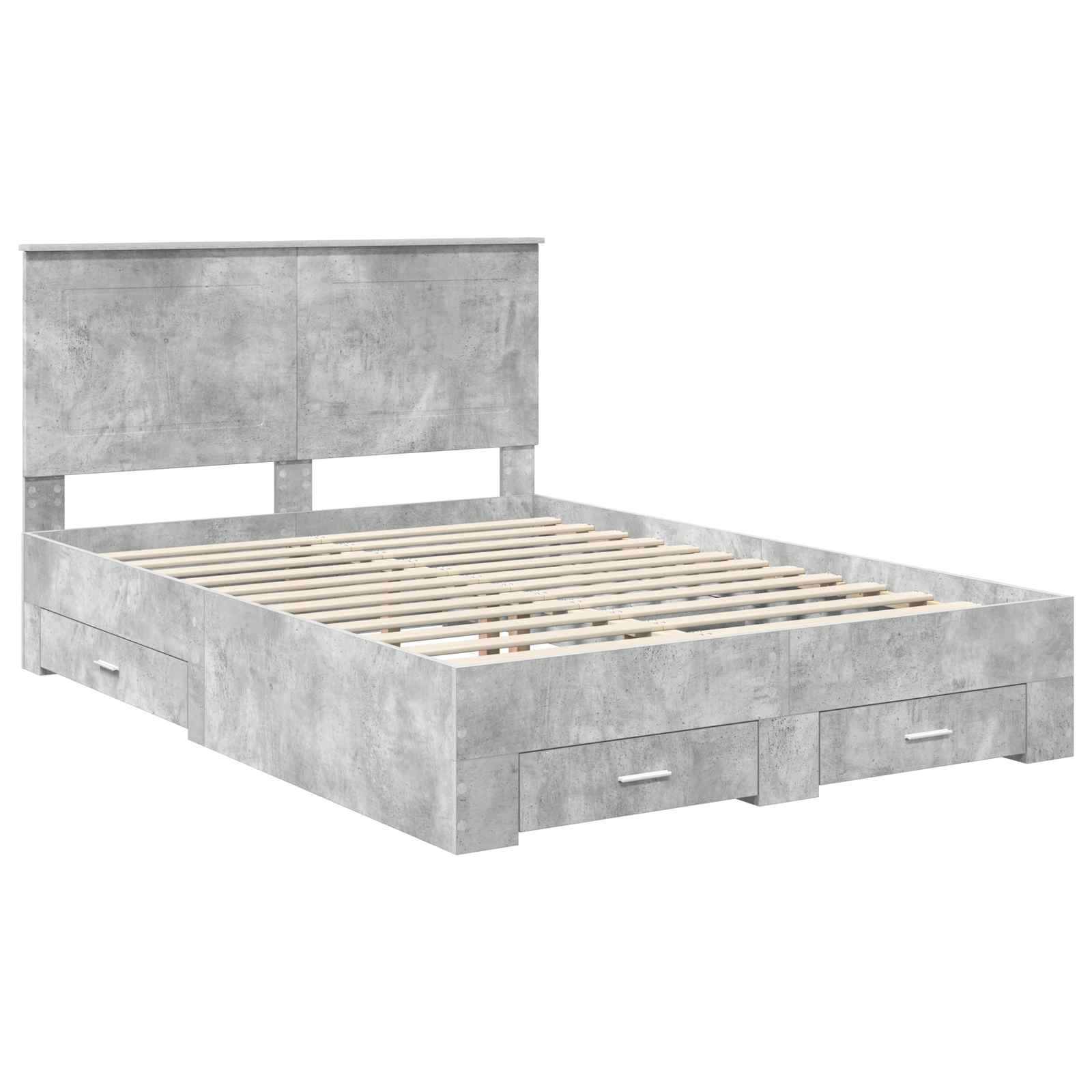 Bedframe met hoofdeinde Beton Grijs 140 x 190 cm Bewerkt hout is nu te koop bij PeponiXL, paradijselijk wonen!