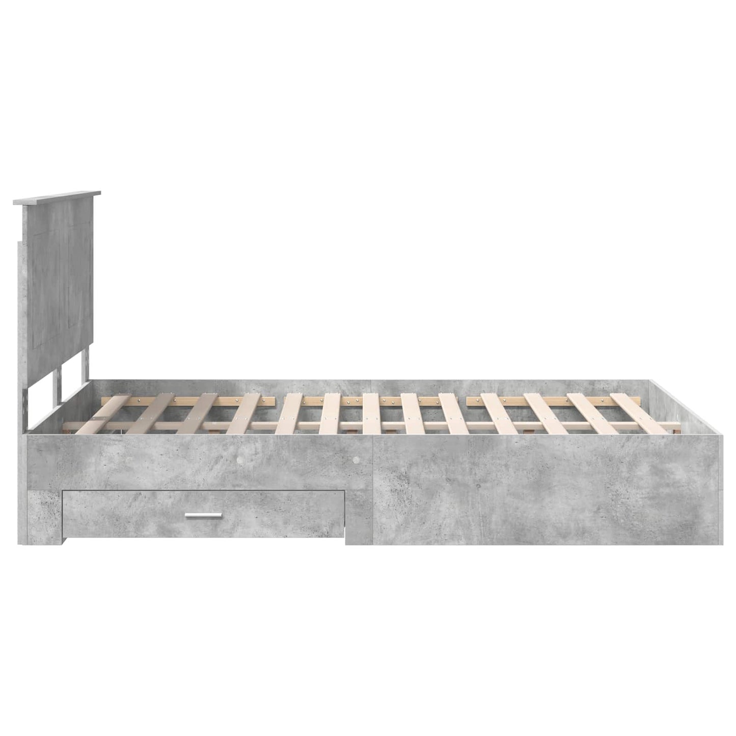 Bedframe met hoofdeinde Beton Grijs 140 x 190 cm Bewerkt hout is nu te koop bij PeponiXL, paradijselijk wonen!