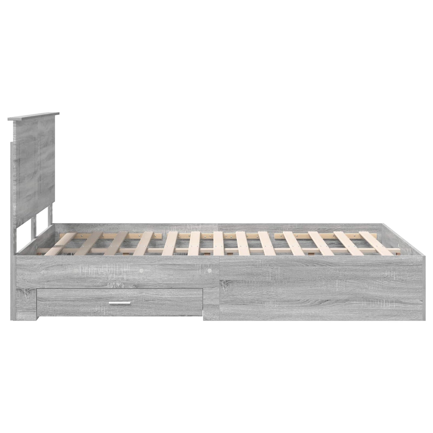 Bedframe met hoofdeinde Grijs Sonoma 140 x 190 cm Bewerkt hout is nu te koop bij PeponiXL, paradijselijk wonen!