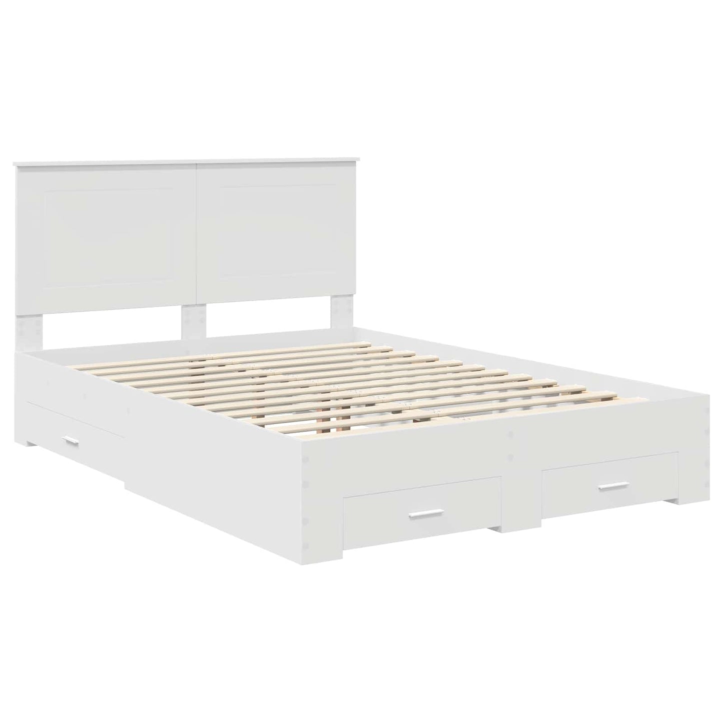 Bedframe met hoofdeinde met lade Wit 140 x 200 cm Bewerkt hout is nu te koop bij PeponiXL, paradijselijk wonen!
