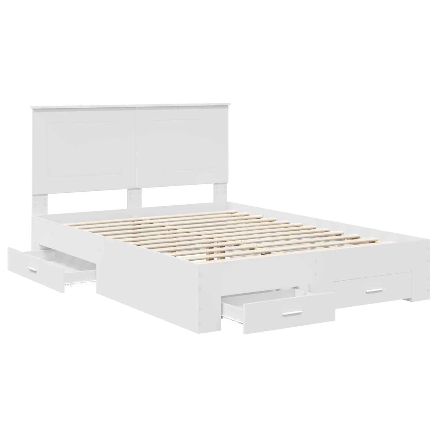 Bedframe met hoofdeinde met lade Wit 140 x 200 cm Bewerkt hout is nu te koop bij PeponiXL, paradijselijk wonen!