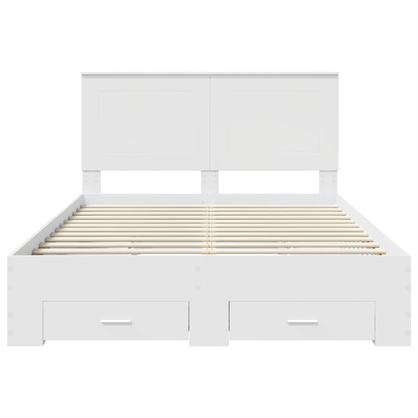 Bedframe met hoofdeinde met lade Wit 140 x 200 cm Bewerkt hout is nu te koop bij PeponiXL, paradijselijk wonen!