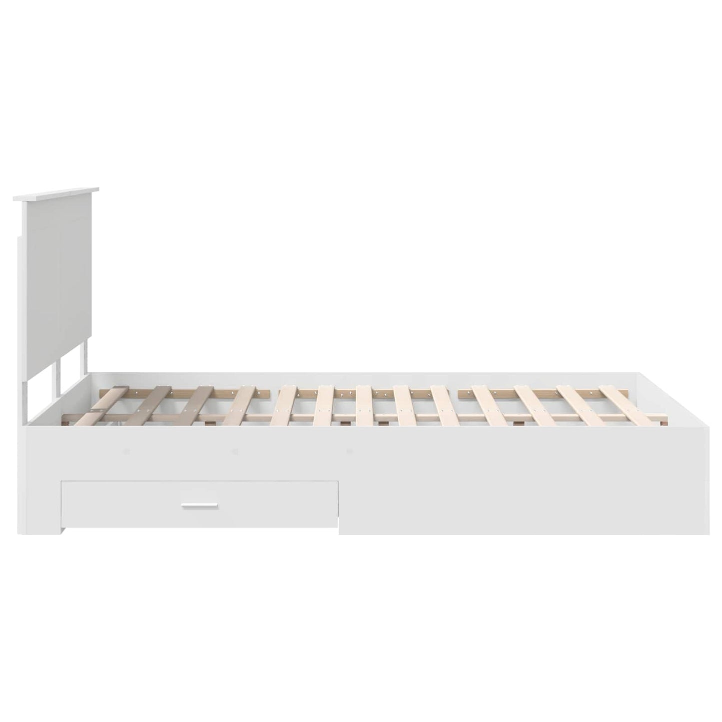 Bedframe met hoofdeinde met lade Wit 140 x 200 cm Bewerkt hout is nu te koop bij PeponiXL, paradijselijk wonen!
