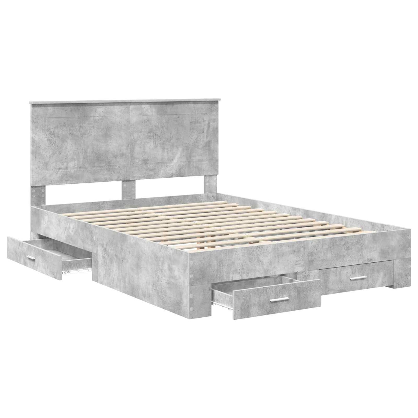 Bedframe met hoofdeinde Beton Grijs 140 x 200 cm Bewerkt hout is nu te koop bij PeponiXL, paradijselijk wonen!