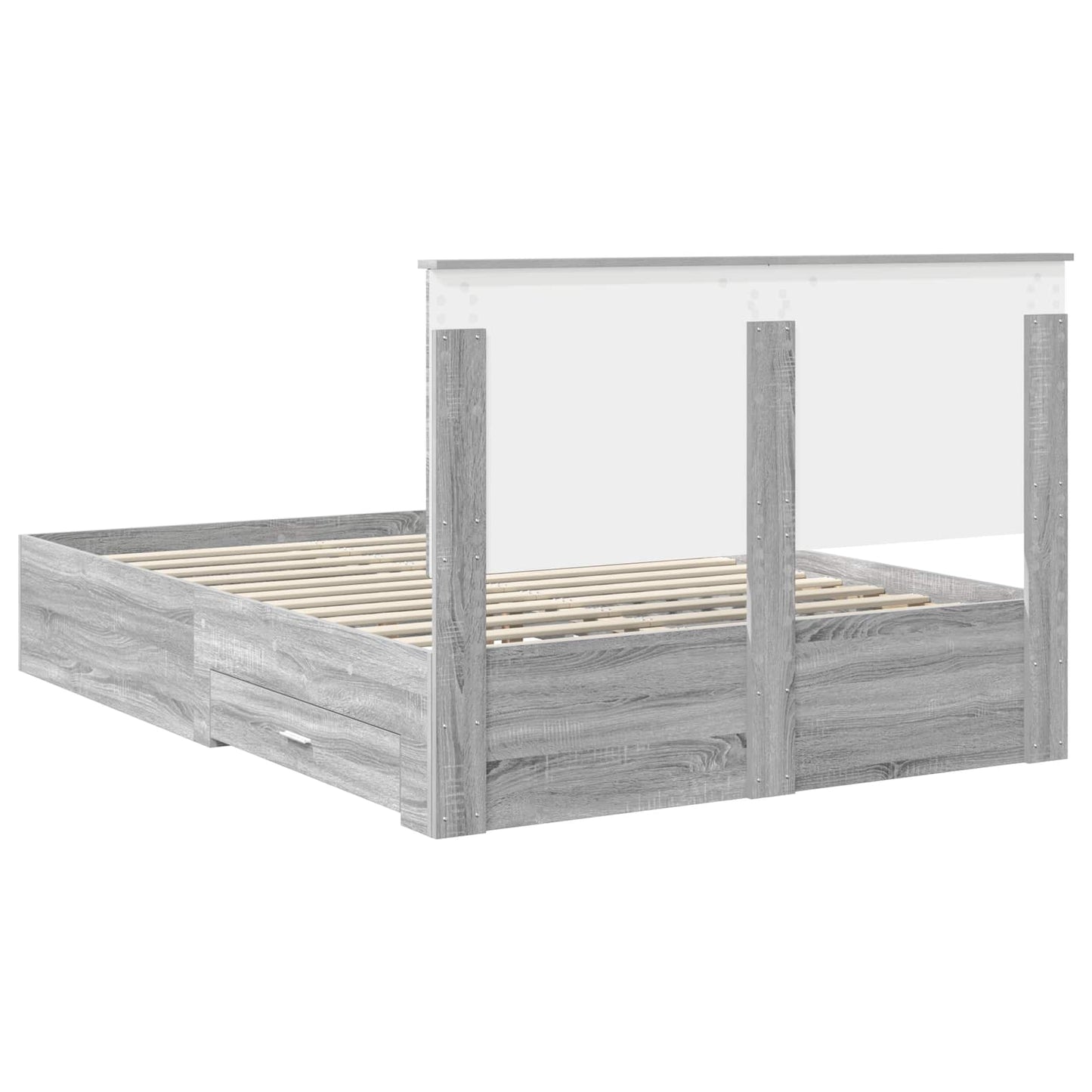 Bedframe met hoofdeinde Grijs Sonoma 140 x 200 cm Bewerkt hout is nu te koop bij PeponiXL, paradijselijk wonen!