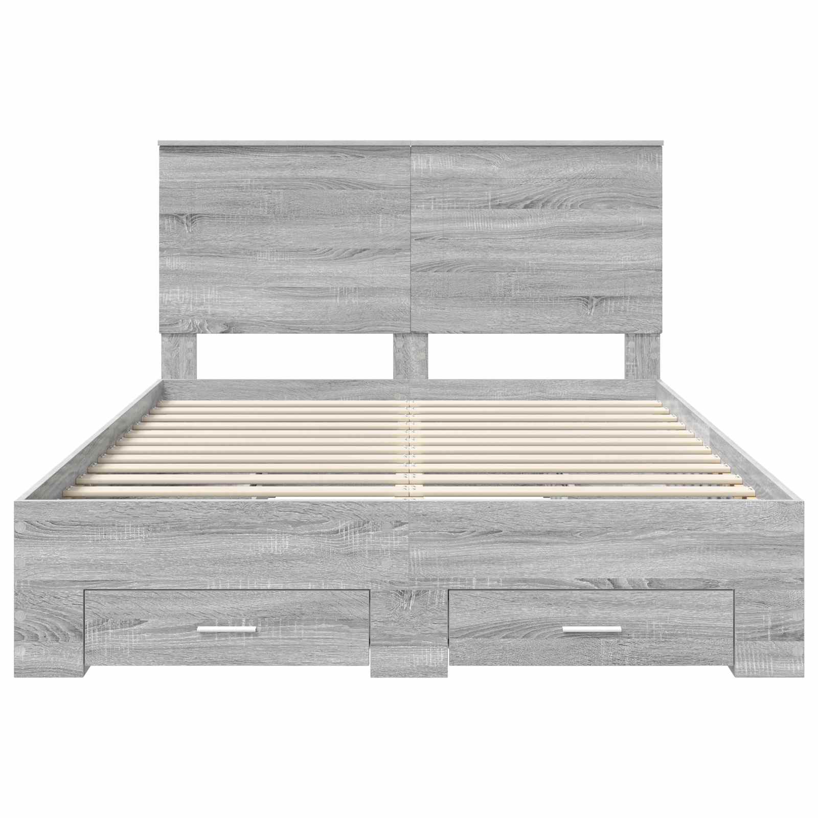 Bedframe met hoofdeinde Grijs Sonoma 140 x 200 cm Bewerkt hout is nu te koop bij PeponiXL, paradijselijk wonen!