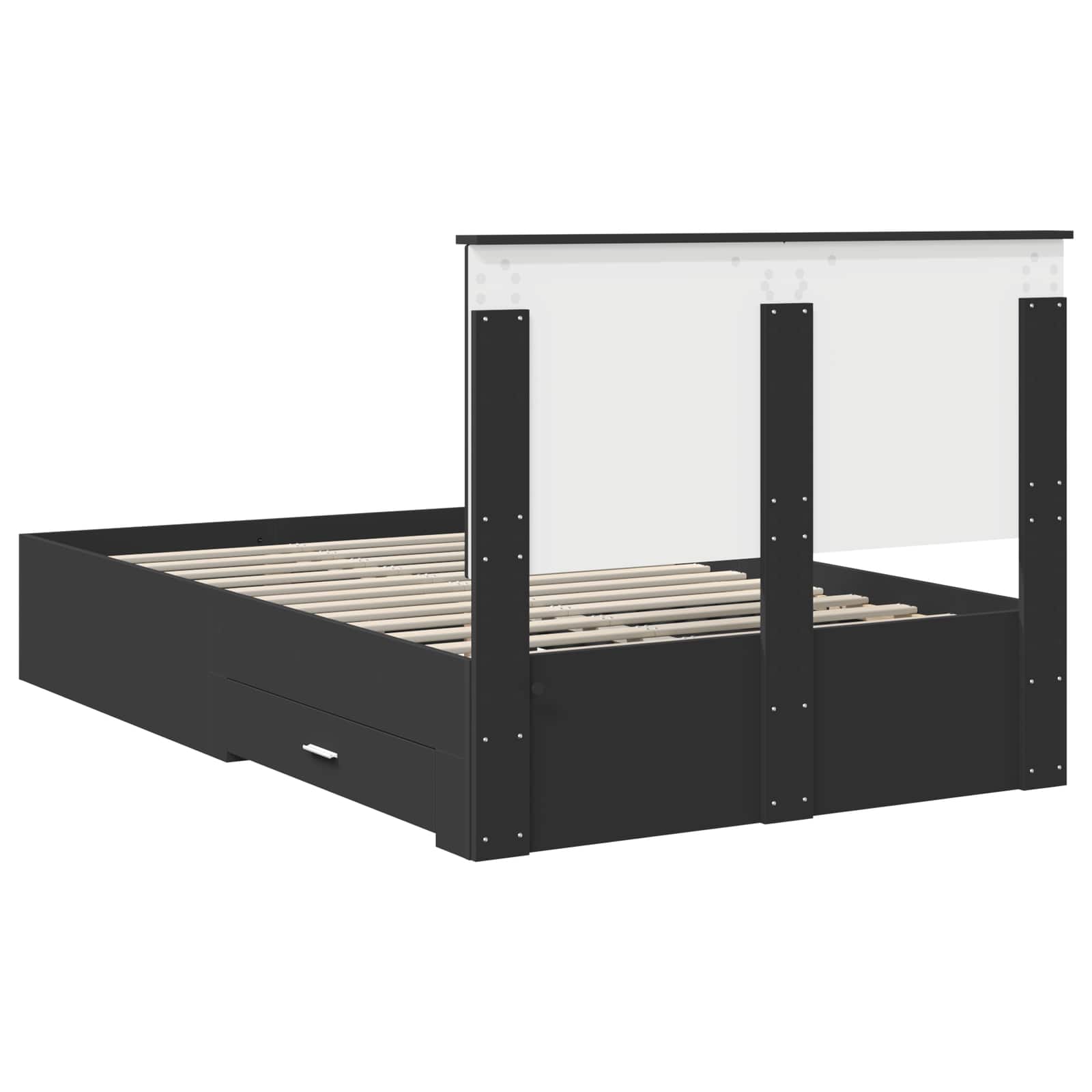 Bedframe met hoofdeinde Zwart 135 x 190 cm Bewerkt hout is nu te koop bij PeponiXL, paradijselijk wonen!