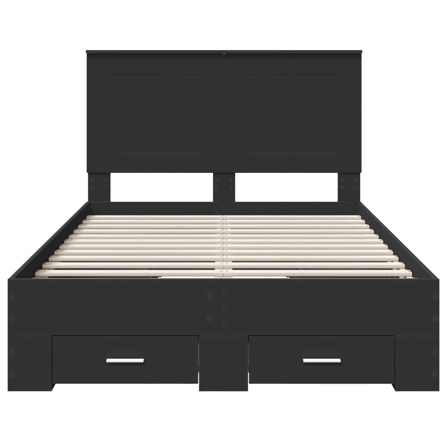 Bedframe met hoofdeinde Zwart 135 x 190 cm Bewerkt hout is nu te koop bij PeponiXL, paradijselijk wonen!