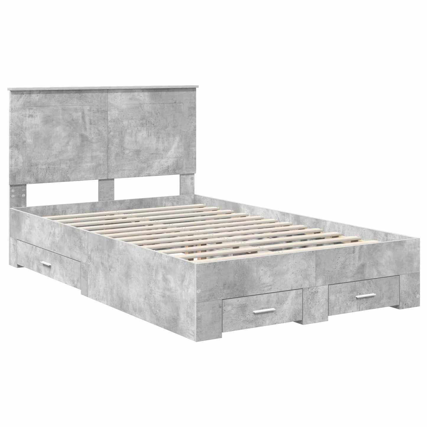 Bedframe met hoofdeinde Beton Grijs 135 x 190 cm Bewerkt hout is nu te koop bij PeponiXL, paradijselijk wonen!