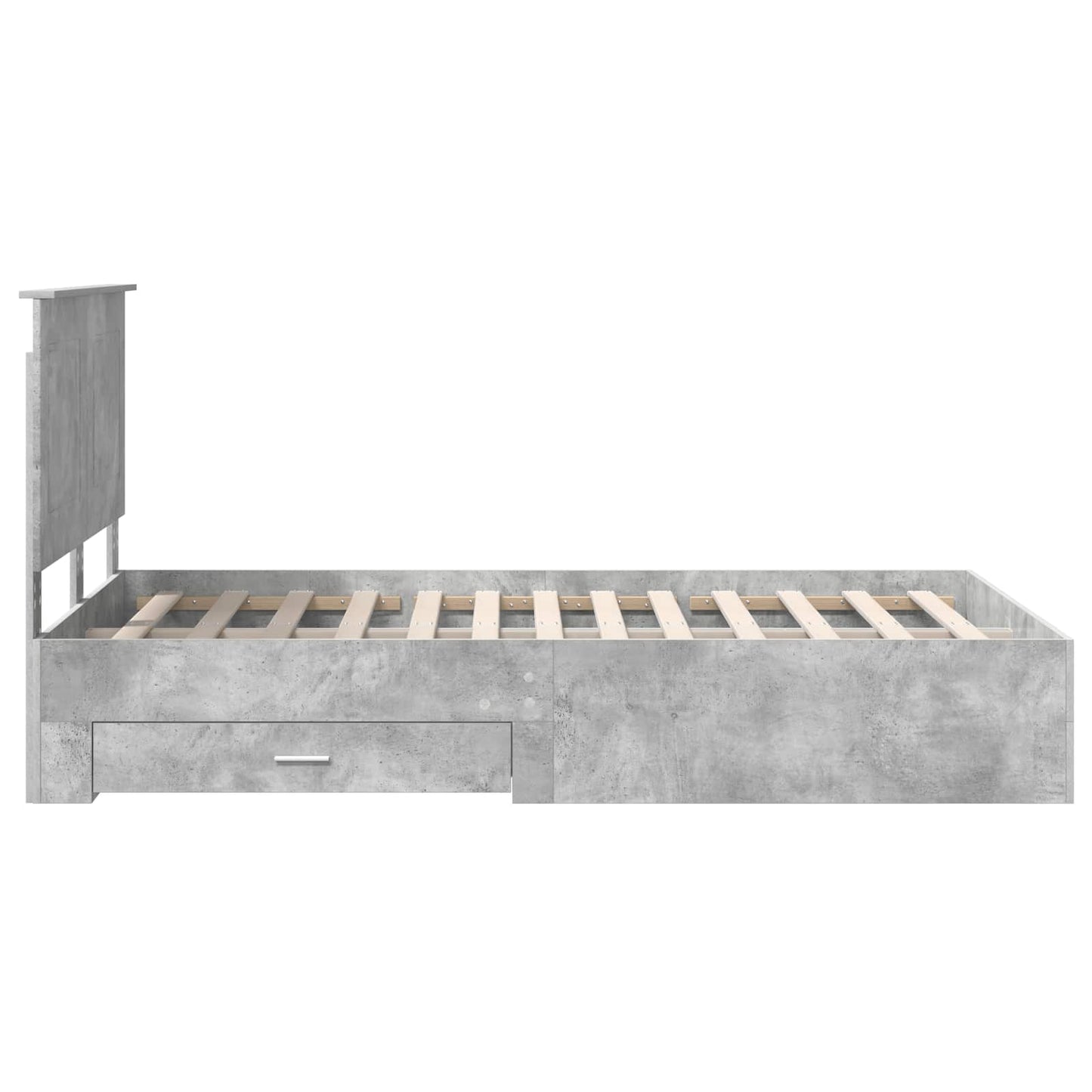 Bedframe met hoofdeinde Beton Grijs 135 x 190 cm Bewerkt hout is nu te koop bij PeponiXL, paradijselijk wonen!