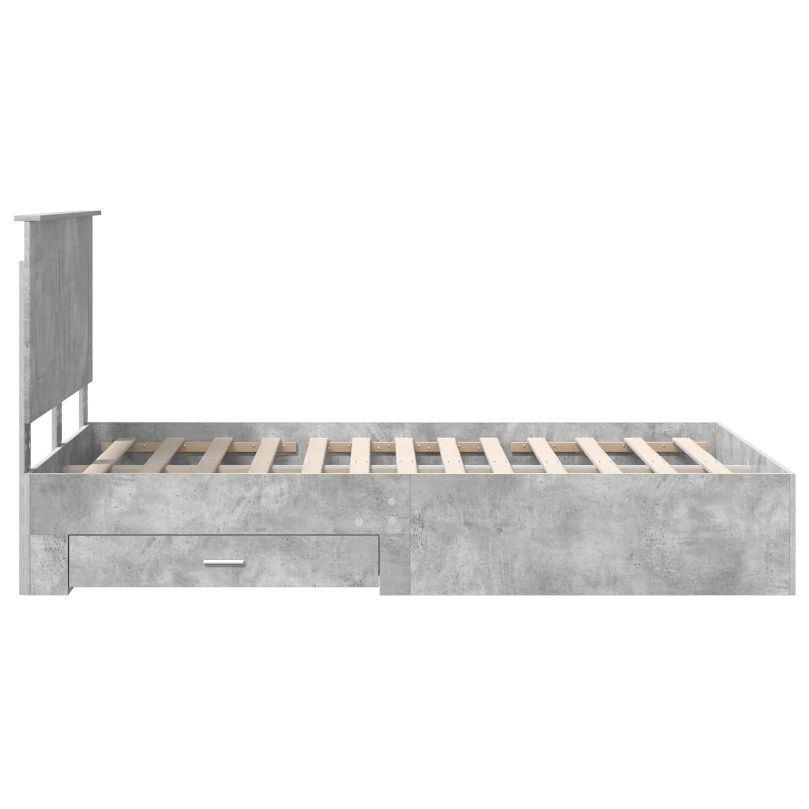 Bedframe met hoofdeinde Beton Grijs 120 x 190 cm Bewerkt hout is nu te koop bij PeponiXL, paradijselijk wonen!