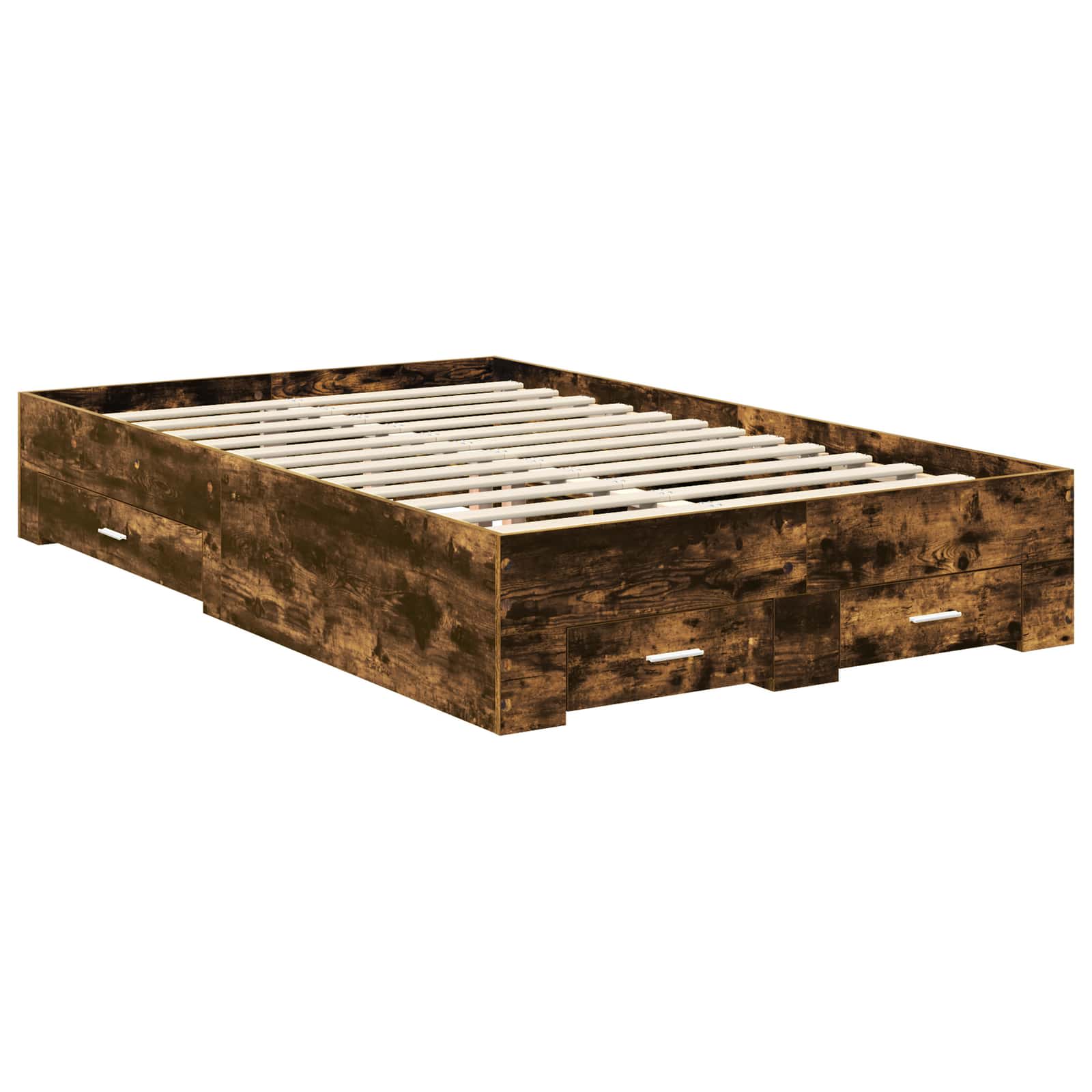 Bedframe met hoofdeinde Gerookt eiken 120 x 190 cm Bewerkt hout is nu te koop bij PeponiXL, paradijselijk wonen!