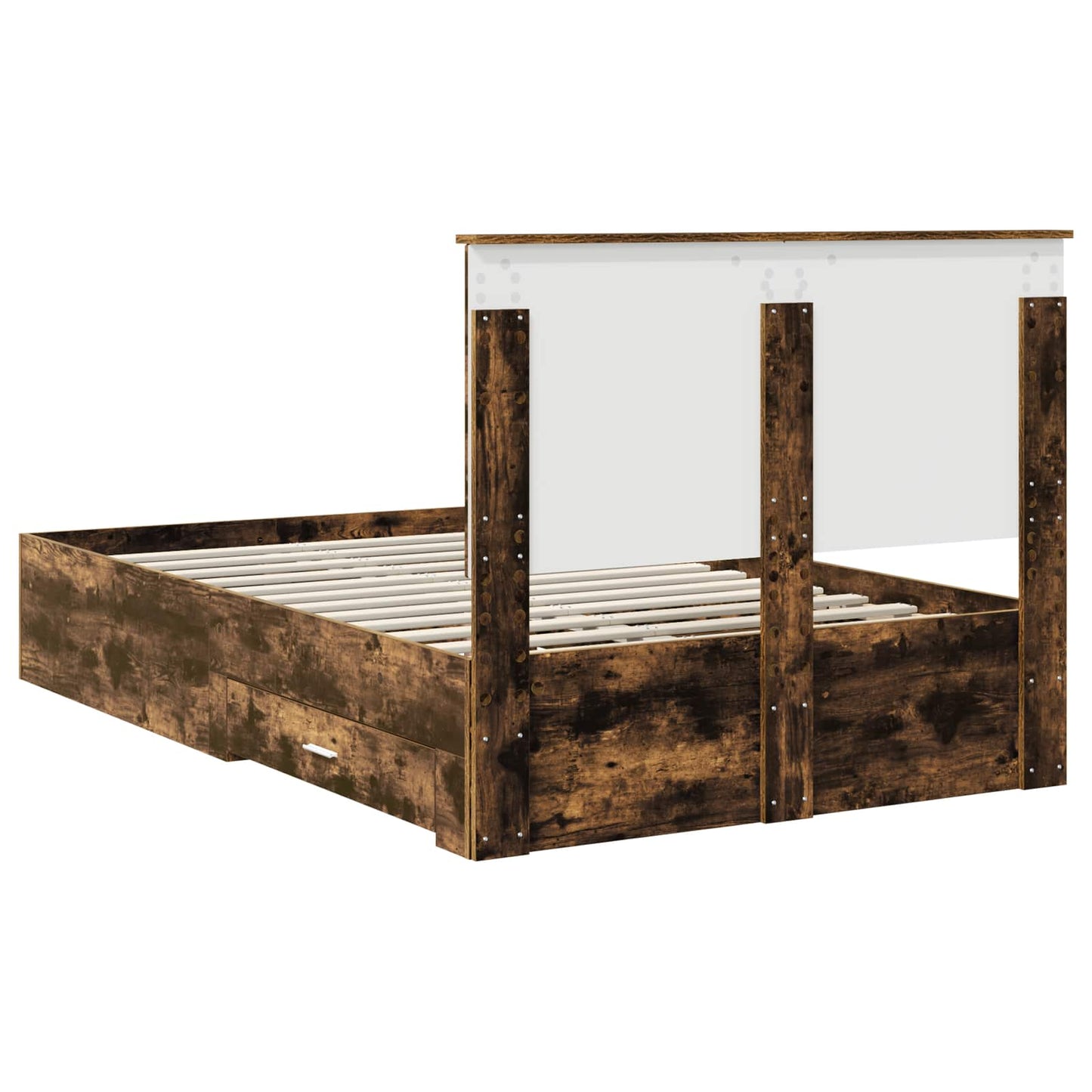 Bedframe met hoofdeinde Gerookt eiken 120 x 190 cm Bewerkt hout is nu te koop bij PeponiXL, paradijselijk wonen!