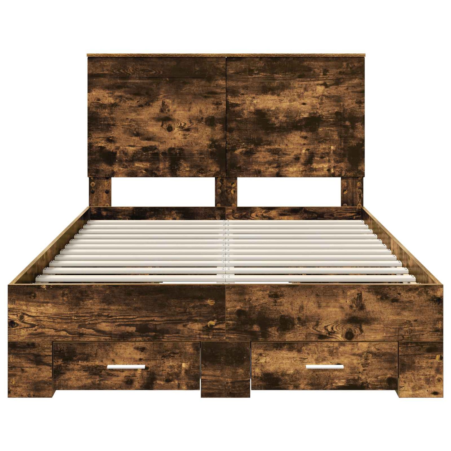 Bedframe met hoofdeinde Gerookt eiken 120 x 190 cm Bewerkt hout is nu te koop bij PeponiXL, paradijselijk wonen!