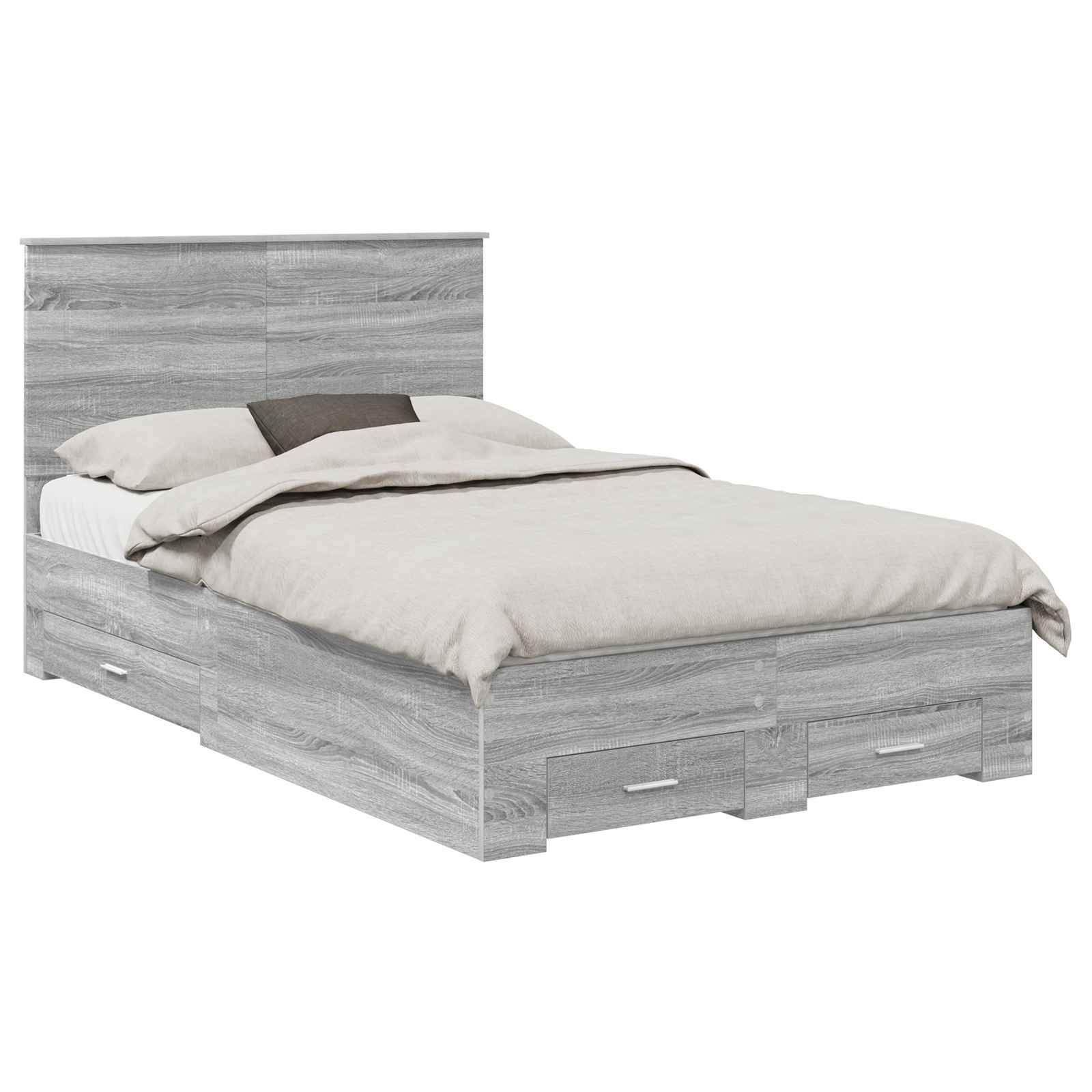 Bedframe met hoofdeinde Grijs Sonoma 120 x 190 cm Bewerkt hout is nu te koop bij PeponiXL, paradijselijk wonen!