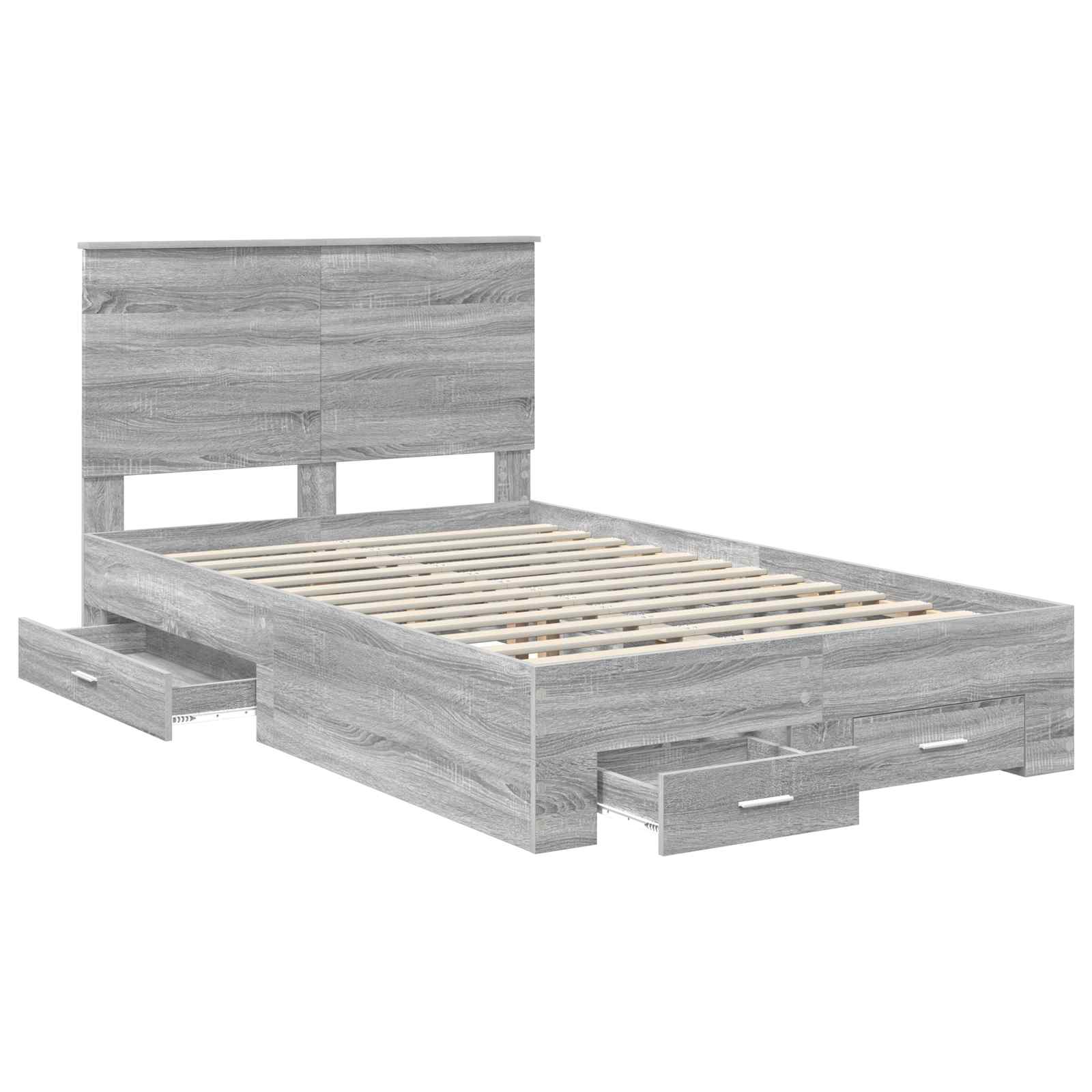 Bedframe met hoofdeinde Grijs Sonoma 120 x 190 cm Bewerkt hout is nu te koop bij PeponiXL, paradijselijk wonen!