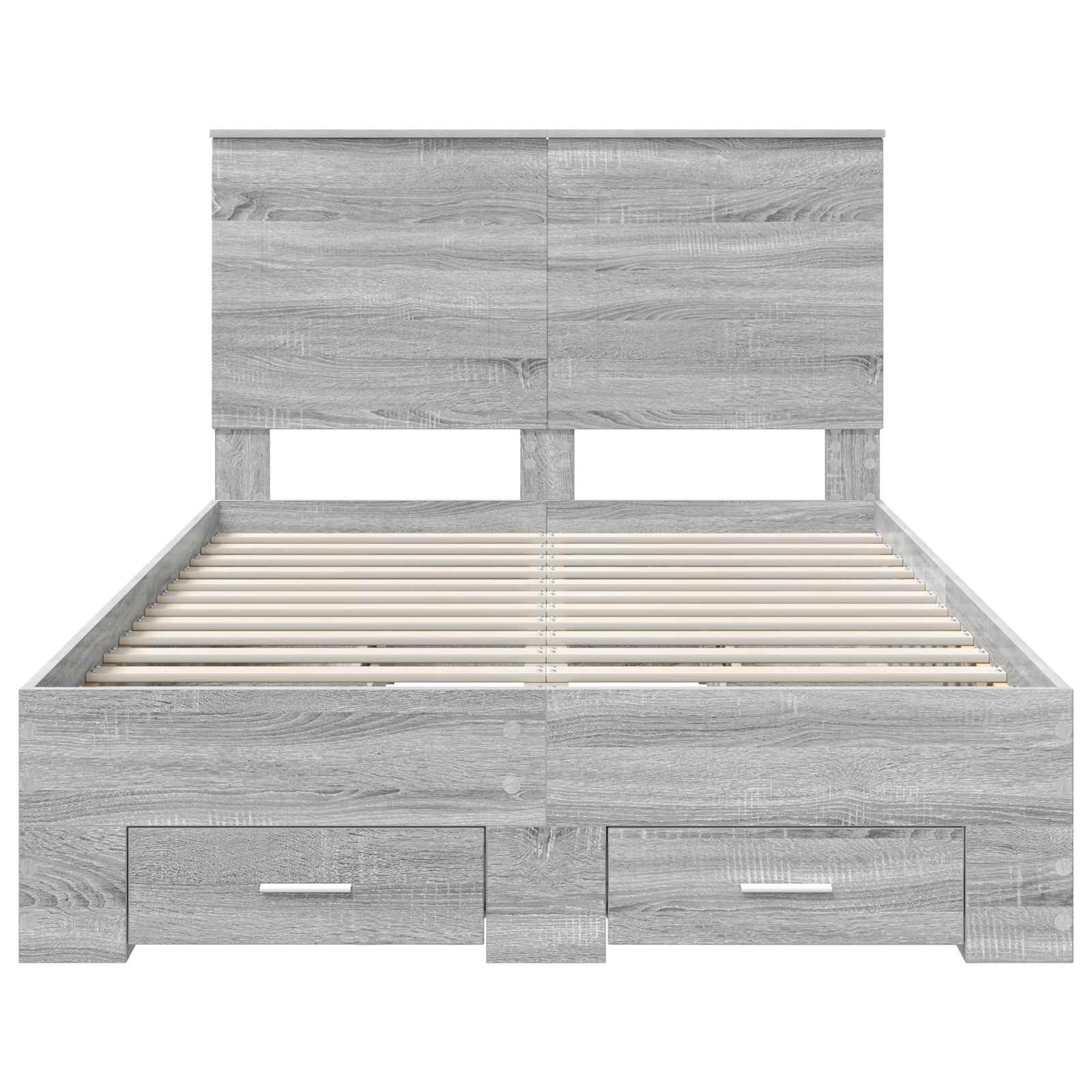 Bedframe met hoofdeinde Grijs Sonoma 120 x 190 cm Bewerkt hout is nu te koop bij PeponiXL, paradijselijk wonen!