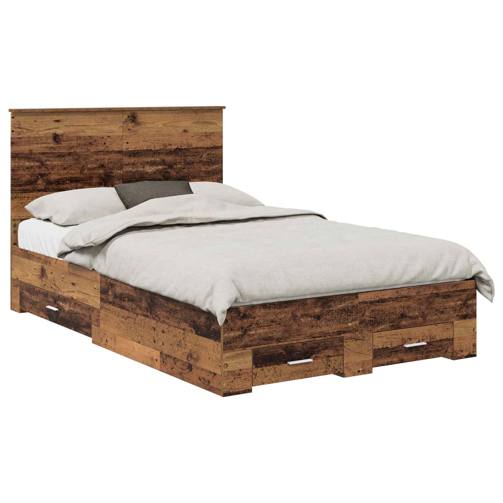 Bedframe met hoofdeinde Oudhout 120 x 190 cm Bewerkt hout is nu te koop bij PeponiXL, paradijselijk wonen!