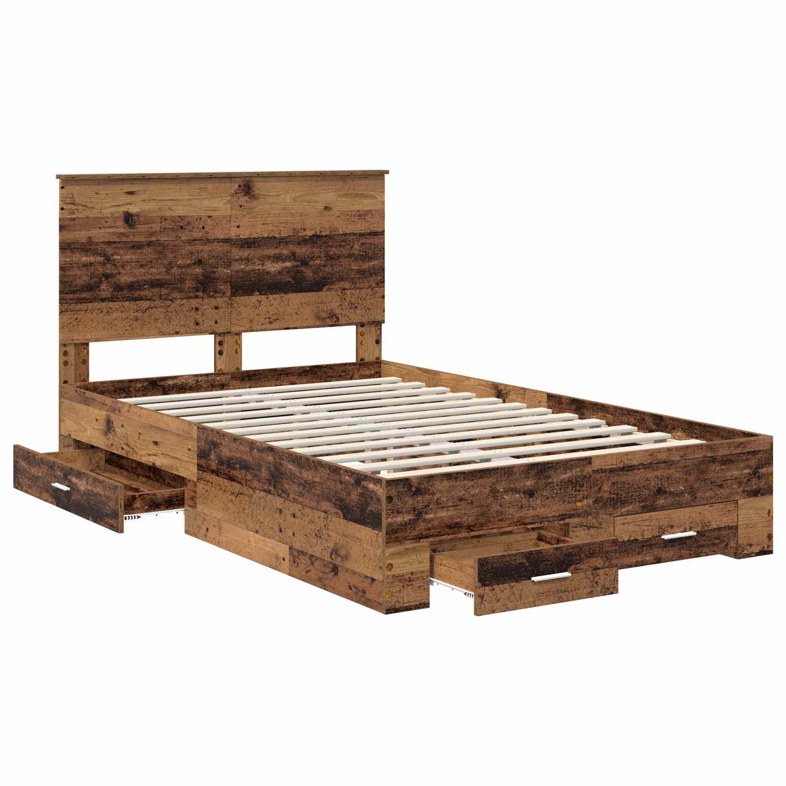 Bedframe met hoofdeinde Oudhout 120 x 190 cm Bewerkt hout is nu te koop bij PeponiXL, paradijselijk wonen!