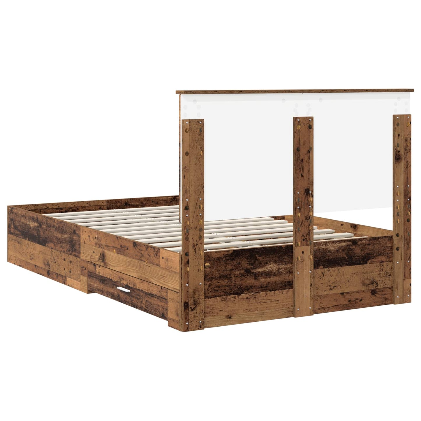 Bedframe met hoofdeinde Oudhout 120 x 190 cm Bewerkt hout is nu te koop bij PeponiXL, paradijselijk wonen!