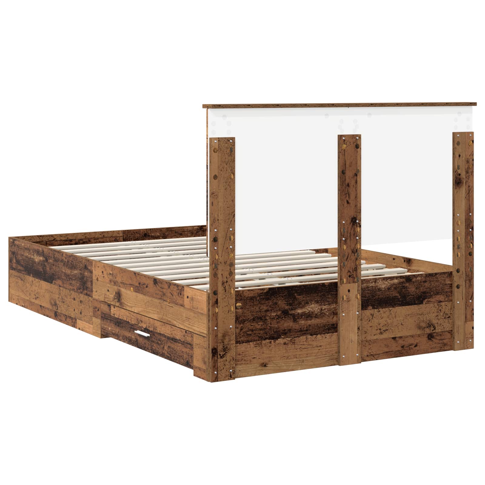 Bedframe met hoofdeinde Oudhout 120 x 190 cm Bewerkt hout is nu te koop bij PeponiXL, paradijselijk wonen!