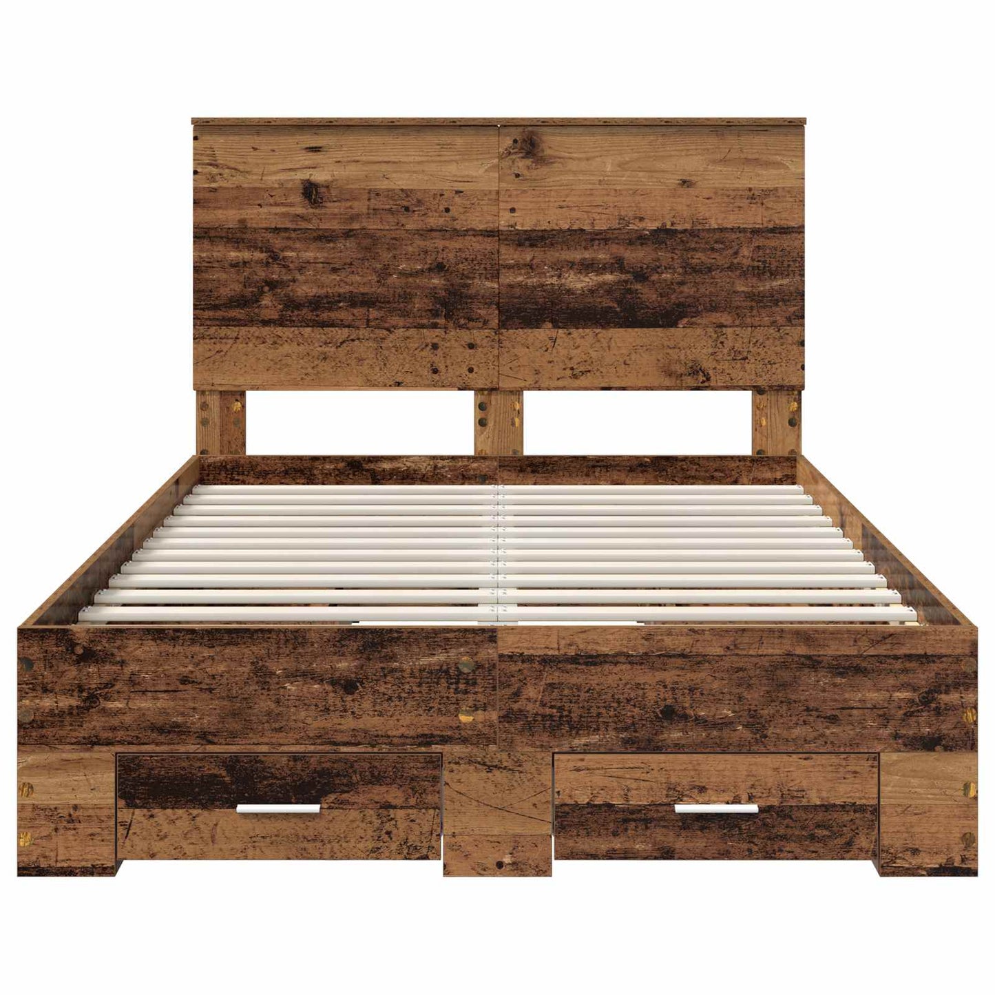 Bedframe met hoofdeinde Oudhout 120 x 190 cm Bewerkt hout is nu te koop bij PeponiXL, paradijselijk wonen!