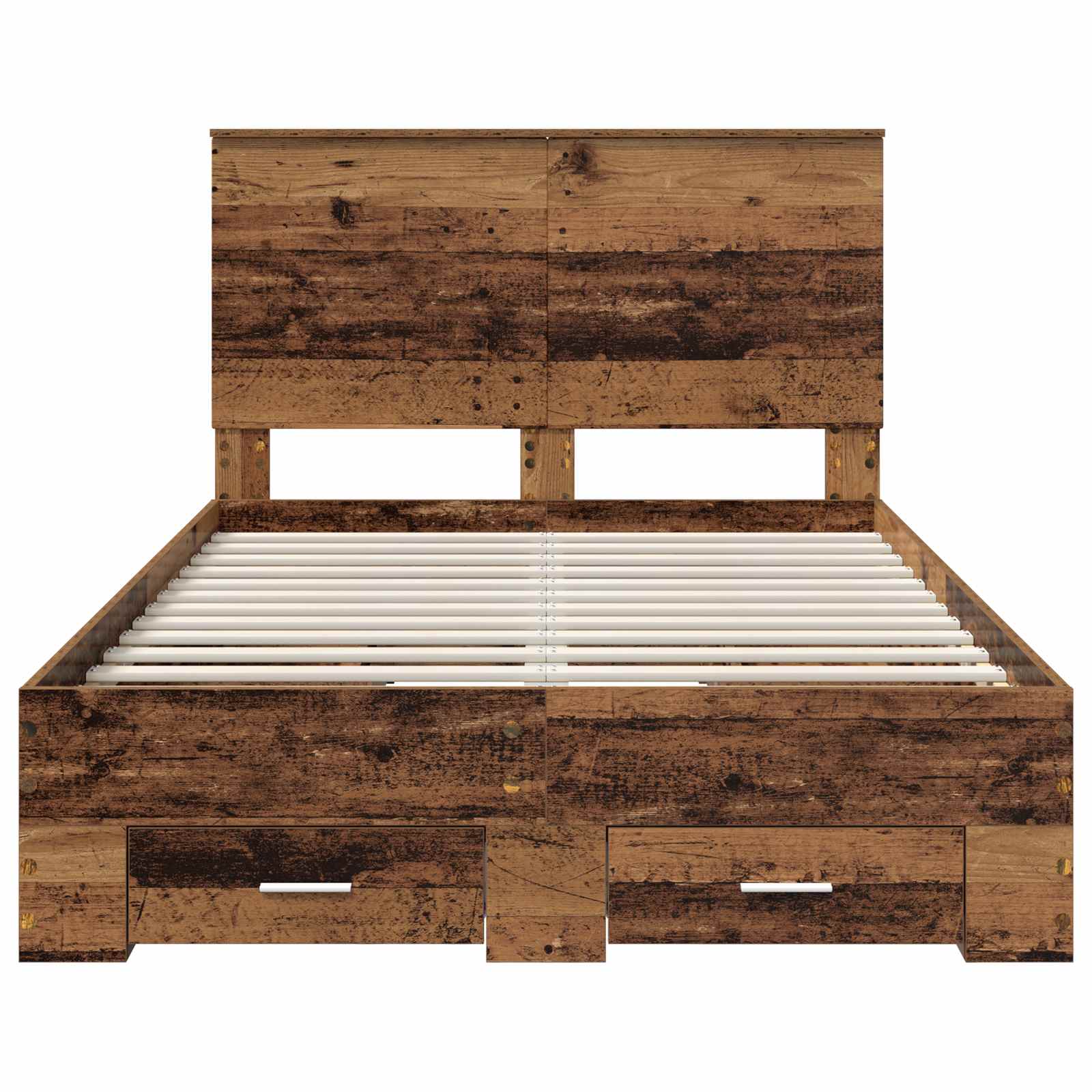 Bedframe met hoofdeinde Oudhout 120 x 190 cm Bewerkt hout is nu te koop bij PeponiXL, paradijselijk wonen!