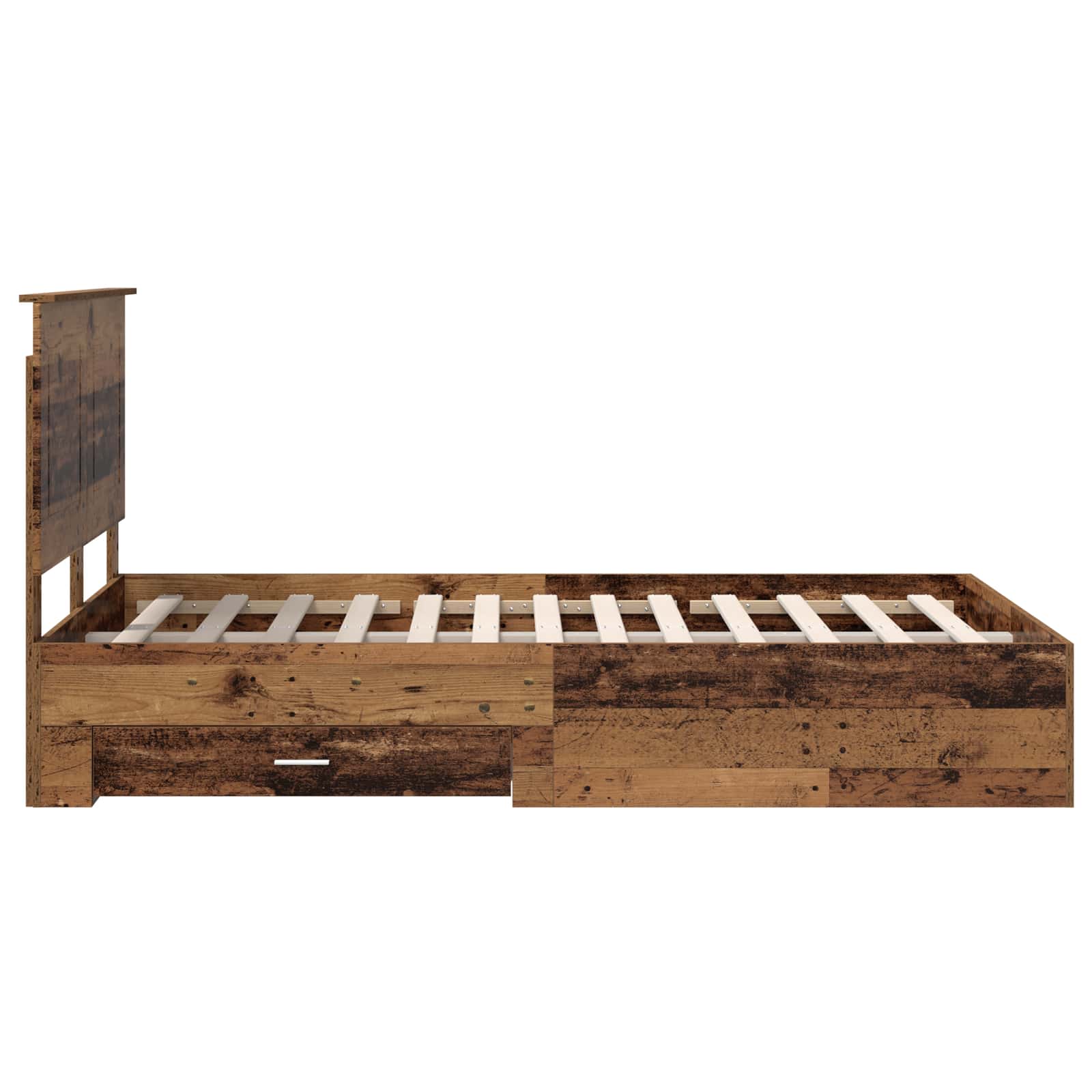 Bedframe met hoofdeinde Oudhout 120 x 190 cm Bewerkt hout is nu te koop bij PeponiXL, paradijselijk wonen!
