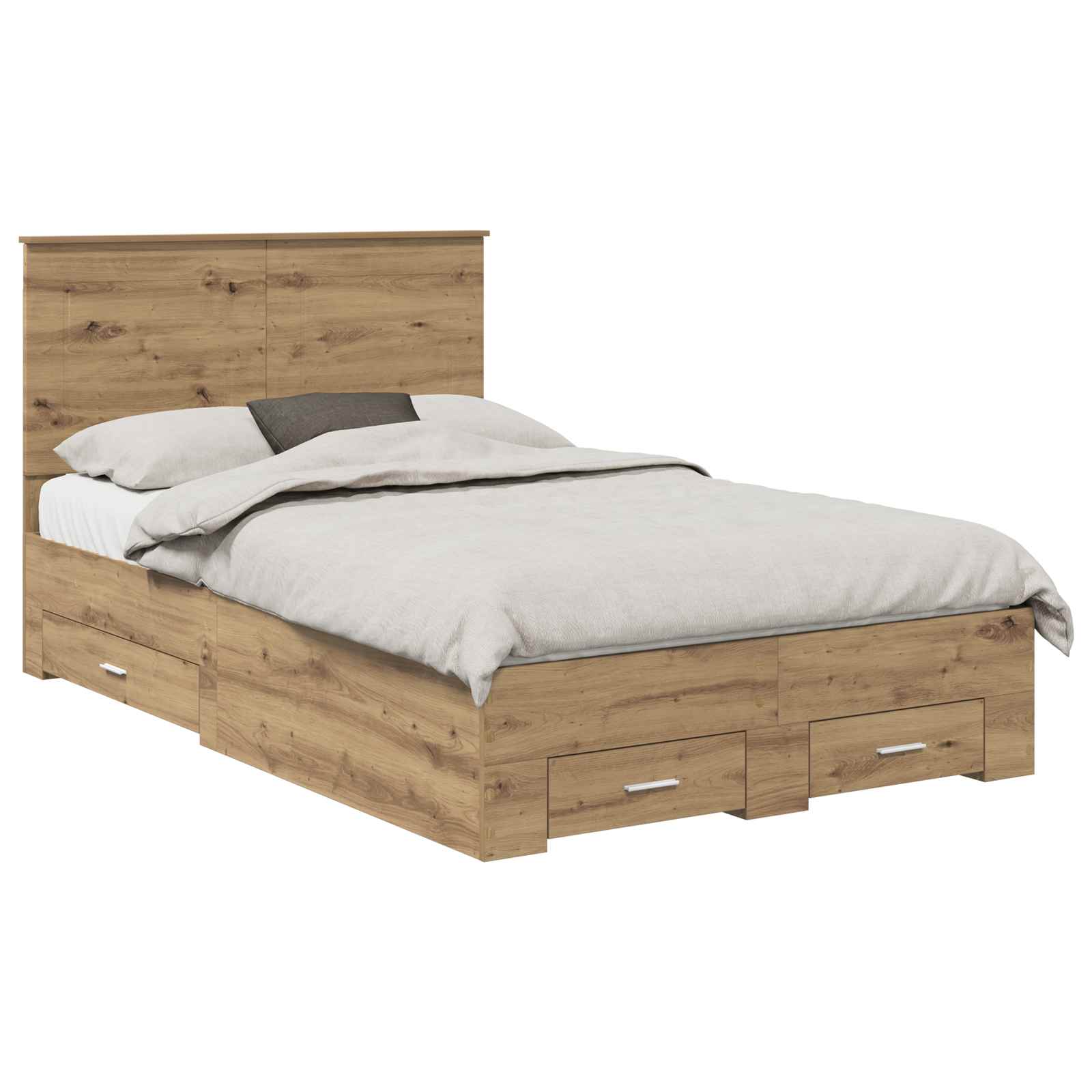 Bedframe met hoofdeinde Artisan Eiken 120 x 190 cm Bewerkt hout is nu te koop bij PeponiXL, paradijselijk wonen!