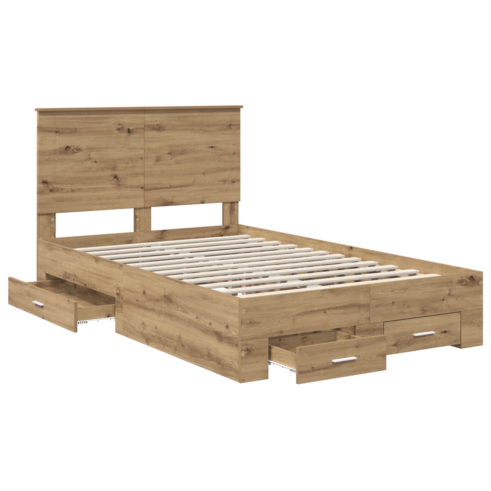 Bedframe met hoofdeinde Artisan Eiken 120 x 190 cm Bewerkt hout is nu te koop bij PeponiXL, paradijselijk wonen!