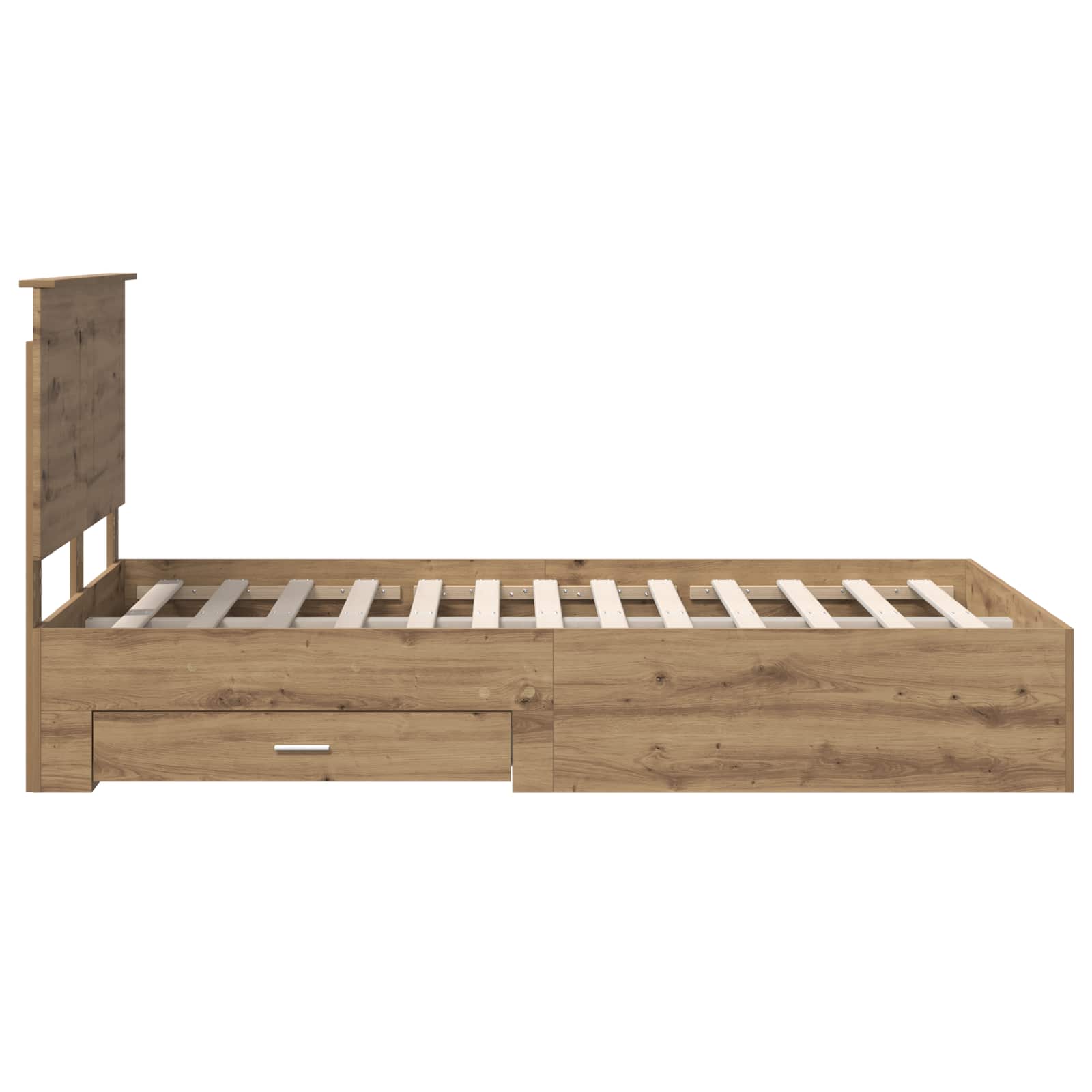 Bedframe met hoofdeinde Artisan Eiken 120 x 190 cm Bewerkt hout is nu te koop bij PeponiXL, paradijselijk wonen!