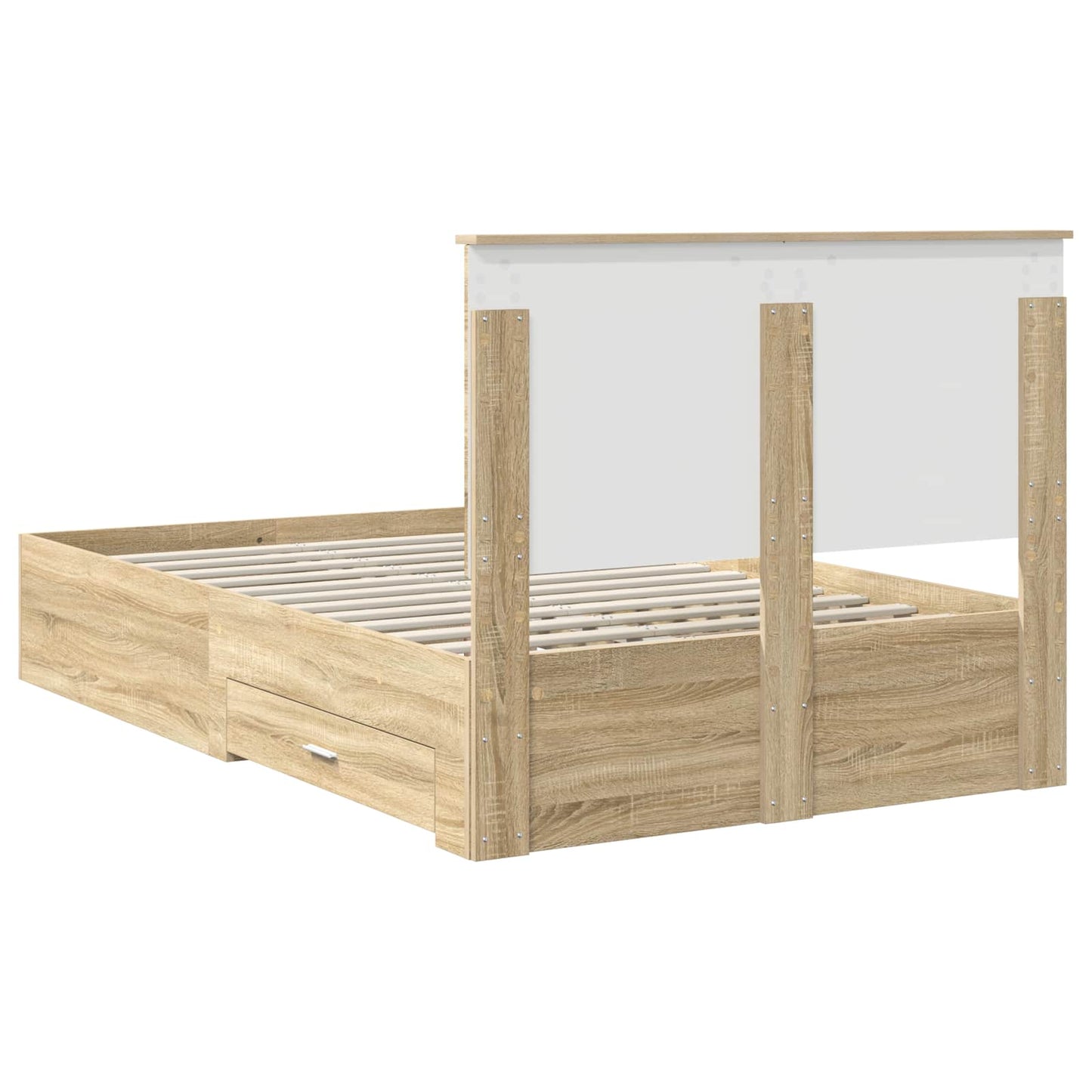 Bedframe met hoofdeinde Sonoma Eiken 120 x 200 cm Bewerkt hout is nu te koop bij PeponiXL, paradijselijk wonen!