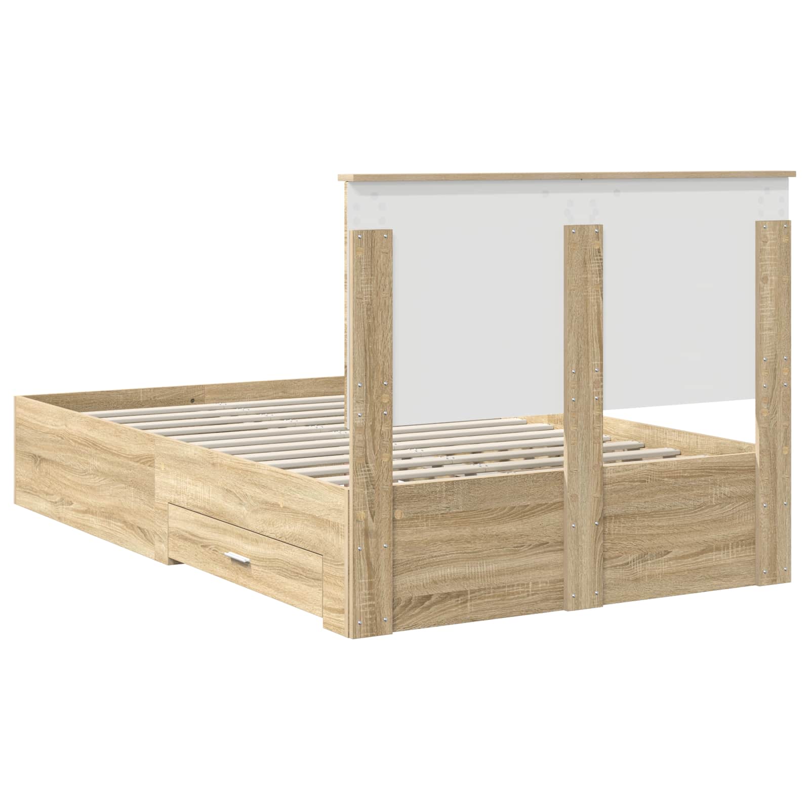 Bedframe met hoofdeinde Sonoma Eiken 120 x 200 cm Bewerkt hout is nu te koop bij PeponiXL, paradijselijk wonen!