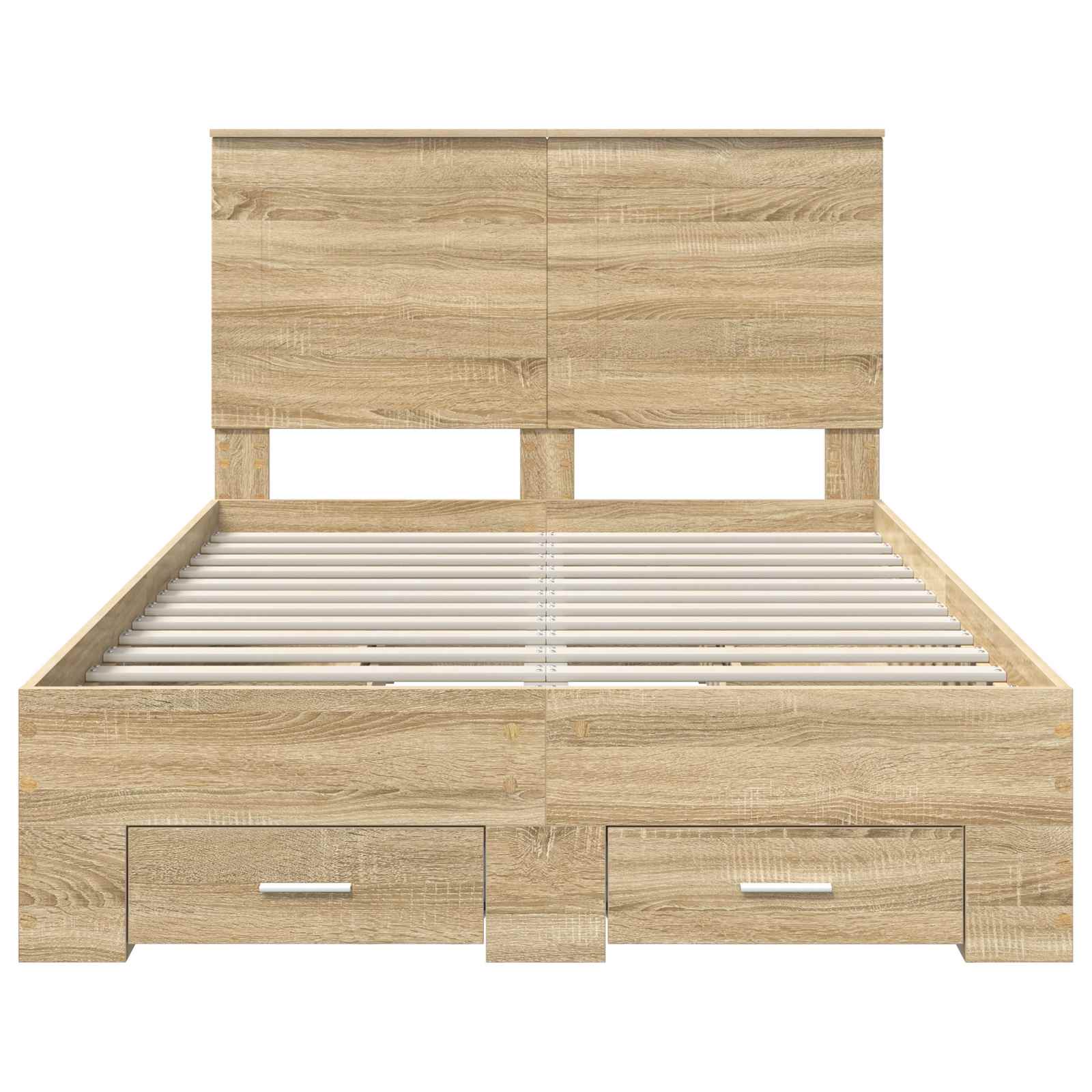 Bedframe met hoofdeinde Sonoma Eiken 120 x 200 cm Bewerkt hout is nu te koop bij PeponiXL, paradijselijk wonen!