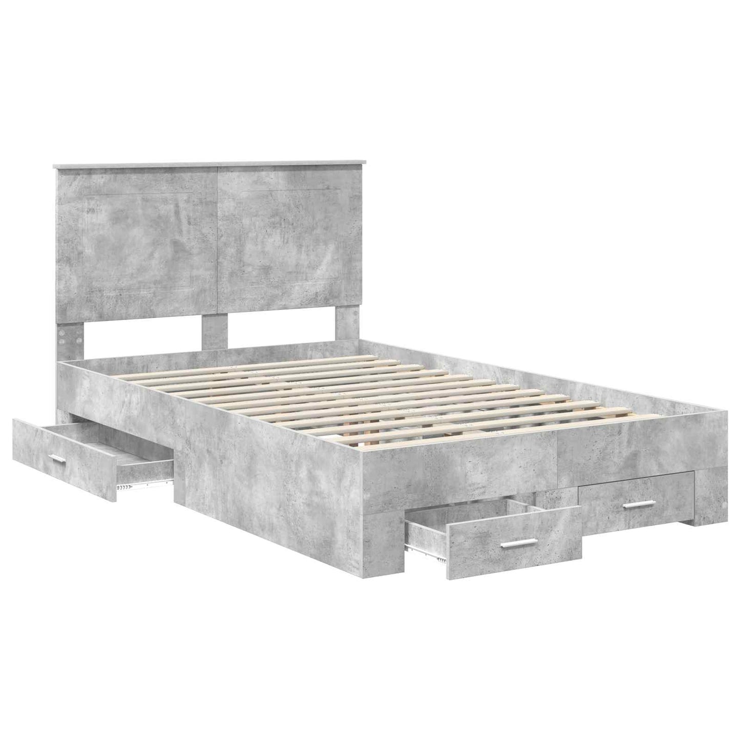 Bedframe met hoofdeinde Beton Grijs 120 x 200 cm Bewerkt hout is nu te koop bij PeponiXL, paradijselijk wonen!