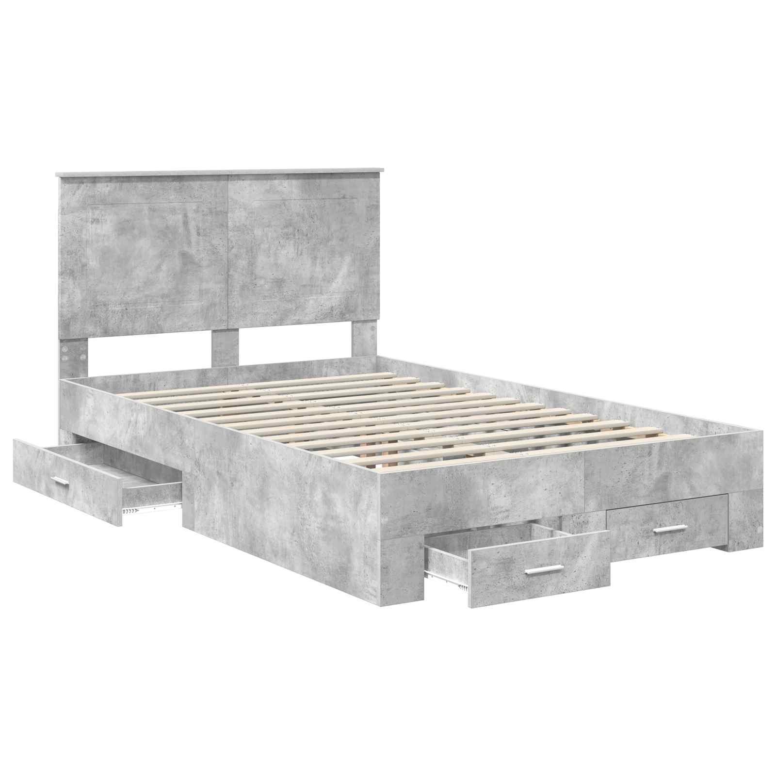 Bedframe met hoofdeinde Beton Grijs 120 x 200 cm Bewerkt hout is nu te koop bij PeponiXL, paradijselijk wonen!