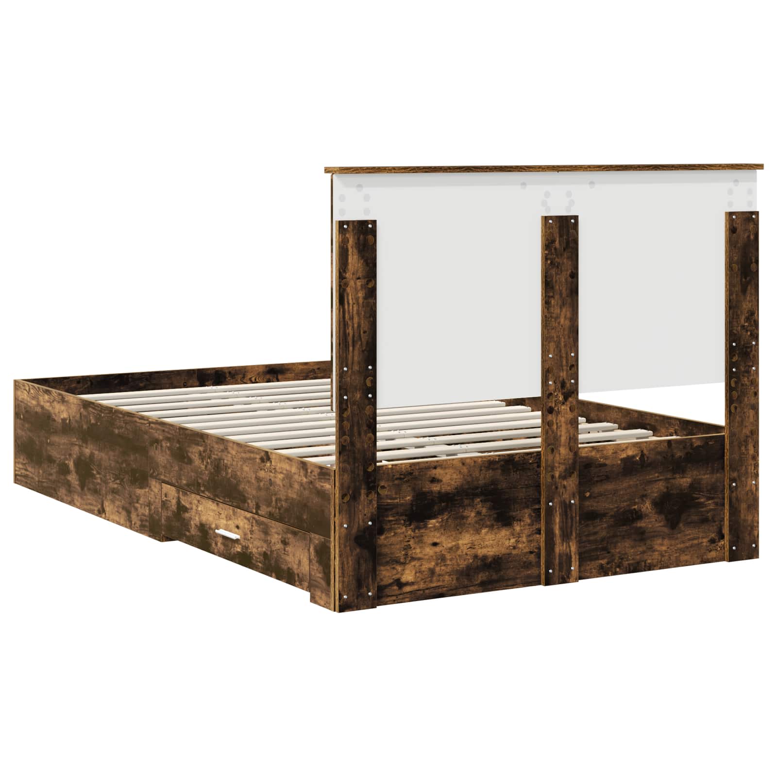 Bedframe met hoofdeinde Gerookt eiken 120 x 200 cm Bewerkt hout is nu te koop bij PeponiXL, paradijselijk wonen!