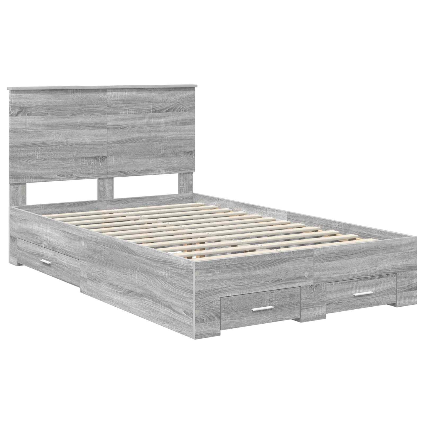 Bedframe met hoofdeinde Grijs Sonoma 120 x 200 cm Bewerkt hout is nu te koop bij PeponiXL, paradijselijk wonen!