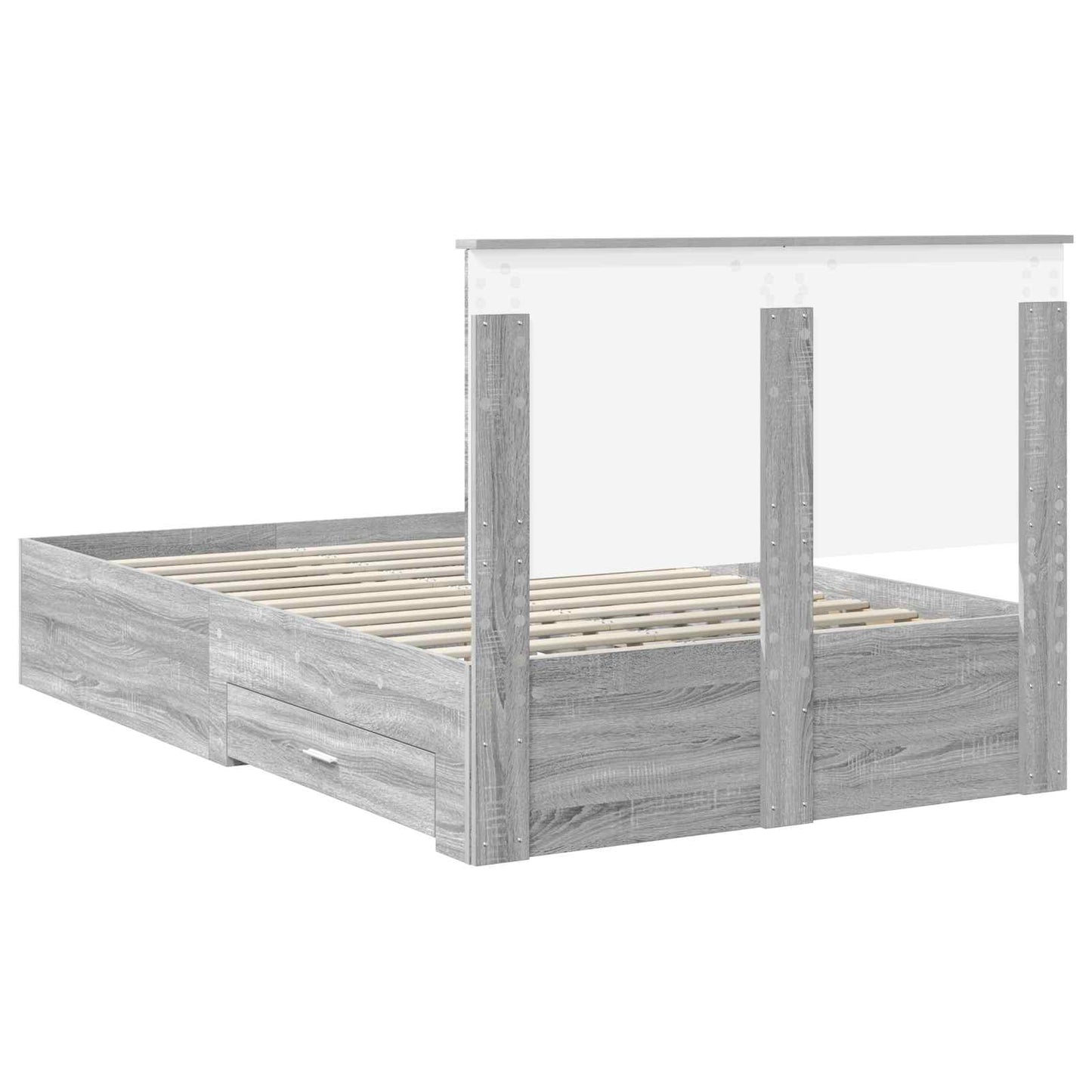 Bedframe met hoofdeinde Grijs Sonoma 120 x 200 cm Bewerkt hout is nu te koop bij PeponiXL, paradijselijk wonen!