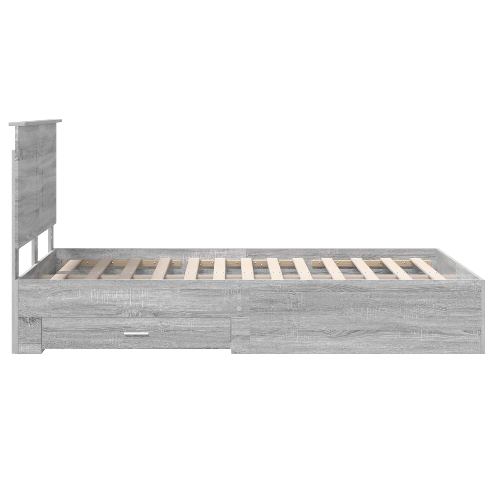 Bedframe met hoofdeinde Grijs Sonoma 120 x 200 cm Bewerkt hout is nu te koop bij PeponiXL, paradijselijk wonen!