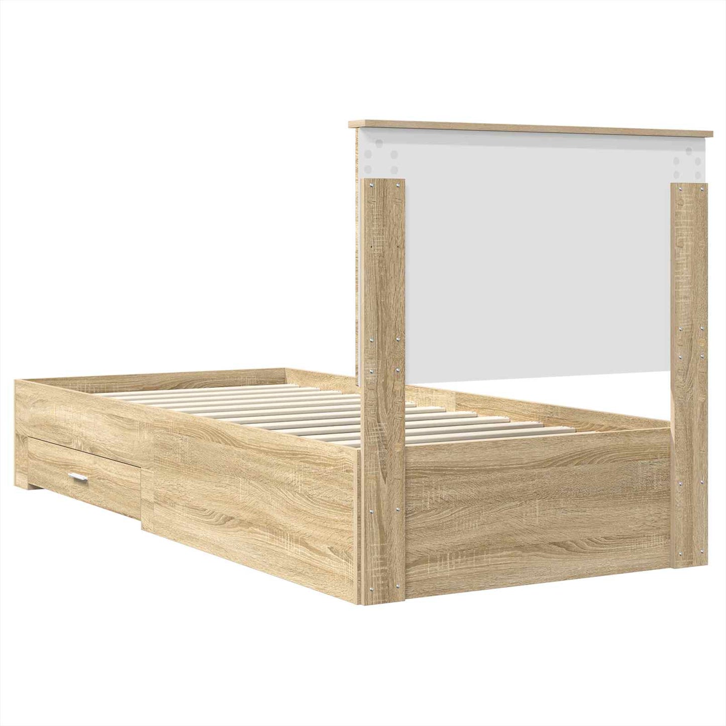 Bedframe met hoofdeinde Sonoma Eiken 100 x 200 cm Bewerkt hout is nu te koop bij PeponiXL, paradijselijk wonen!