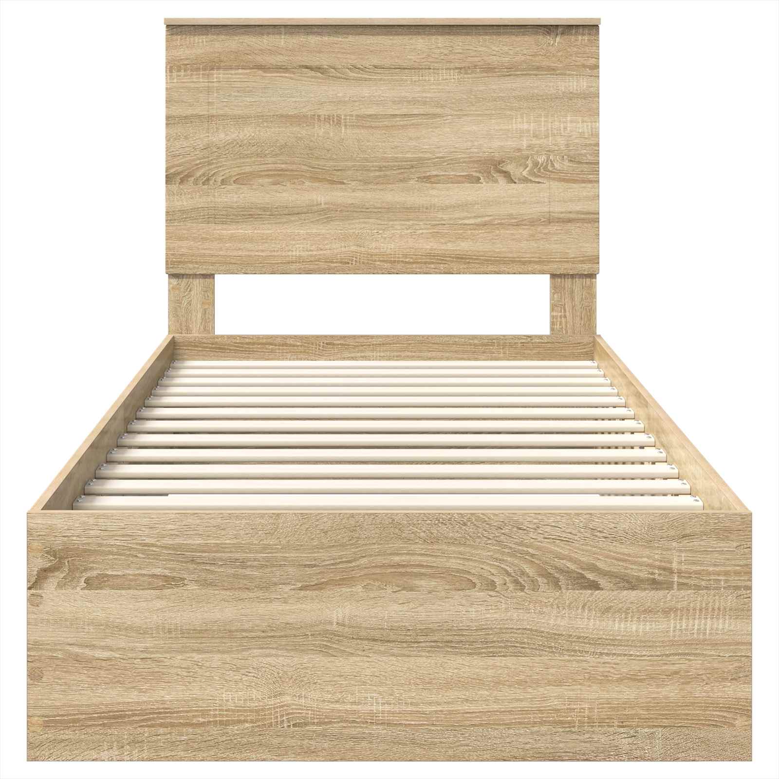 Bedframe met hoofdeinde Sonoma Eiken 100 x 200 cm Bewerkt hout is nu te koop bij PeponiXL, paradijselijk wonen!