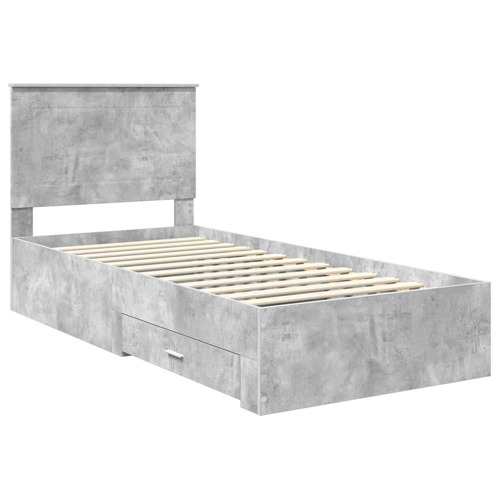 Bedframe met hoofdeinde Beton Grijs 100 x 200 cm Bewerkt hout is nu te koop bij PeponiXL, paradijselijk wonen!