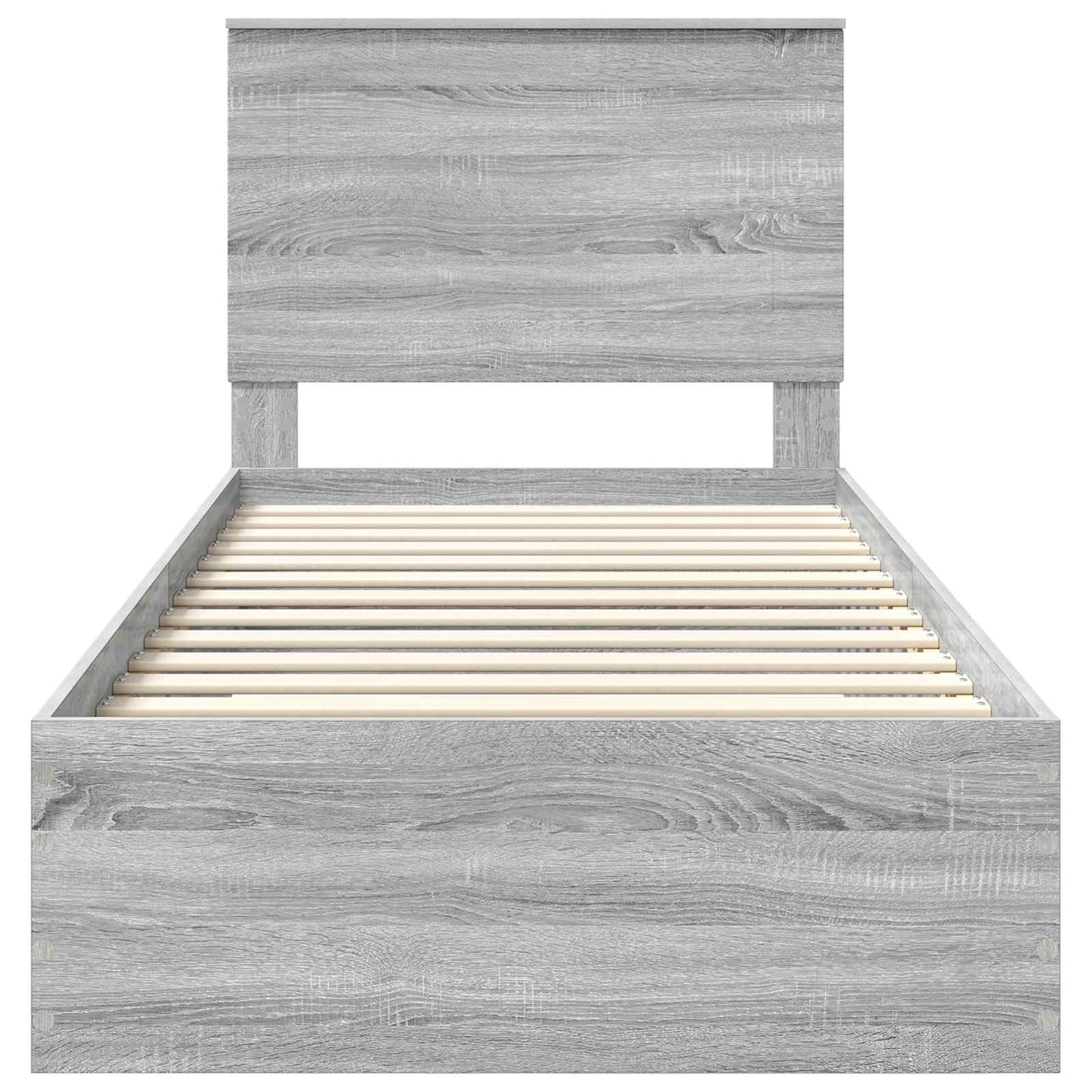 Bedframe met hoofdeinde Grijs Sonoma 100 x 200 cm Bewerkt hout is nu te koop bij PeponiXL, paradijselijk wonen!