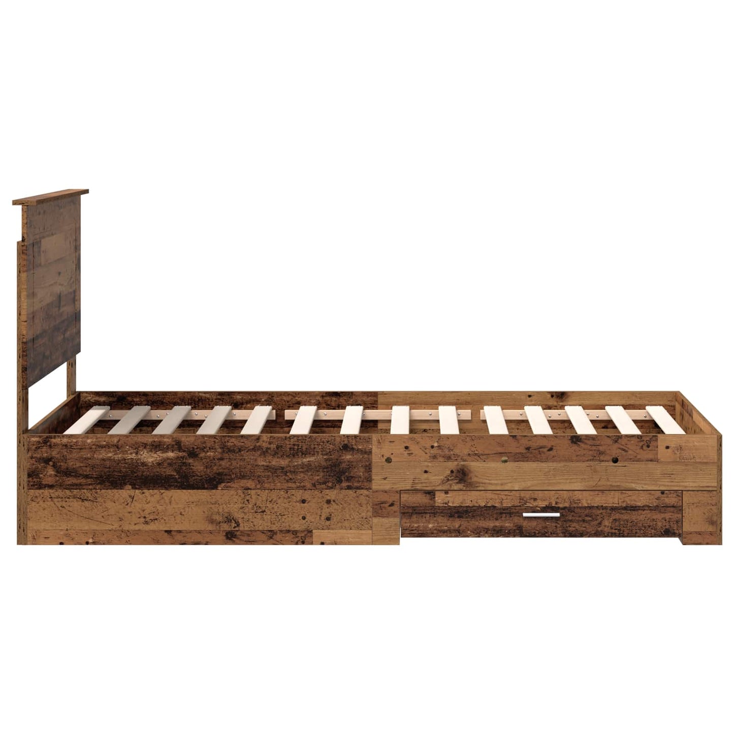 Bedframe met hoofdeinde Oudhout 100 x 200 cm Bewerkt hout is nu te koop bij PeponiXL, paradijselijk wonen!