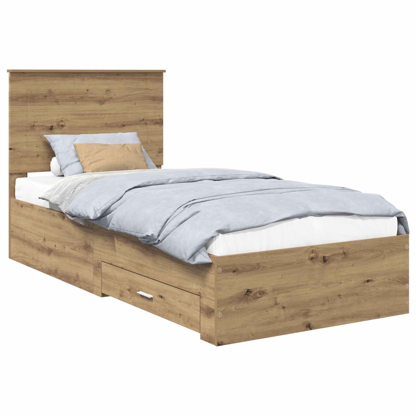 Bedframe met hoofdeinde Artisan Eiken 100 x 200 cm Bewerkt hout is nu te koop bij PeponiXL, paradijselijk wonen!