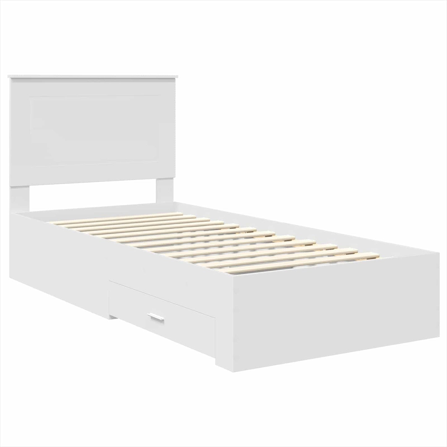 Bedframe met hoofdeinde met lade Wit 90 x 190 cm Bewerkt hout is nu te koop bij PeponiXL, paradijselijk wonen!