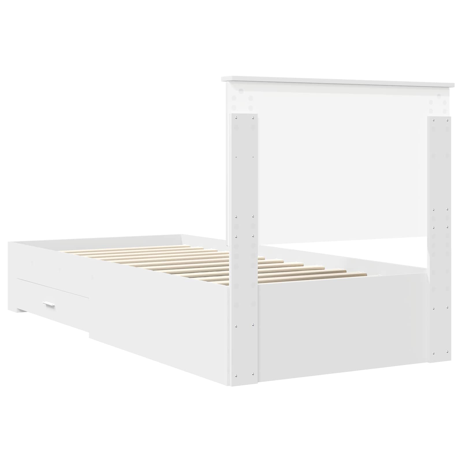 Bedframe met hoofdeinde met lade Wit 90 x 190 cm Bewerkt hout is nu te koop bij PeponiXL, paradijselijk wonen!