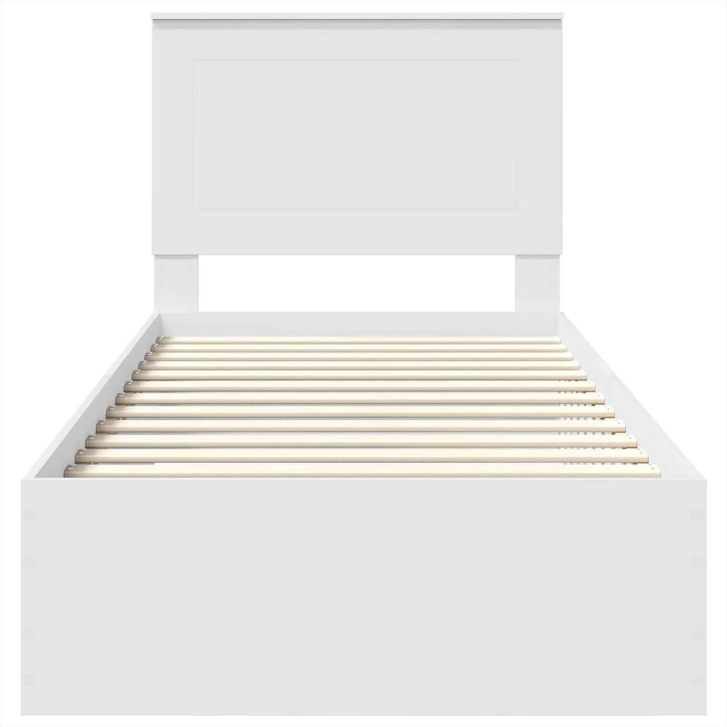 Bedframe met hoofdeinde met lade Wit 90 x 190 cm Bewerkt hout is nu te koop bij PeponiXL, paradijselijk wonen!