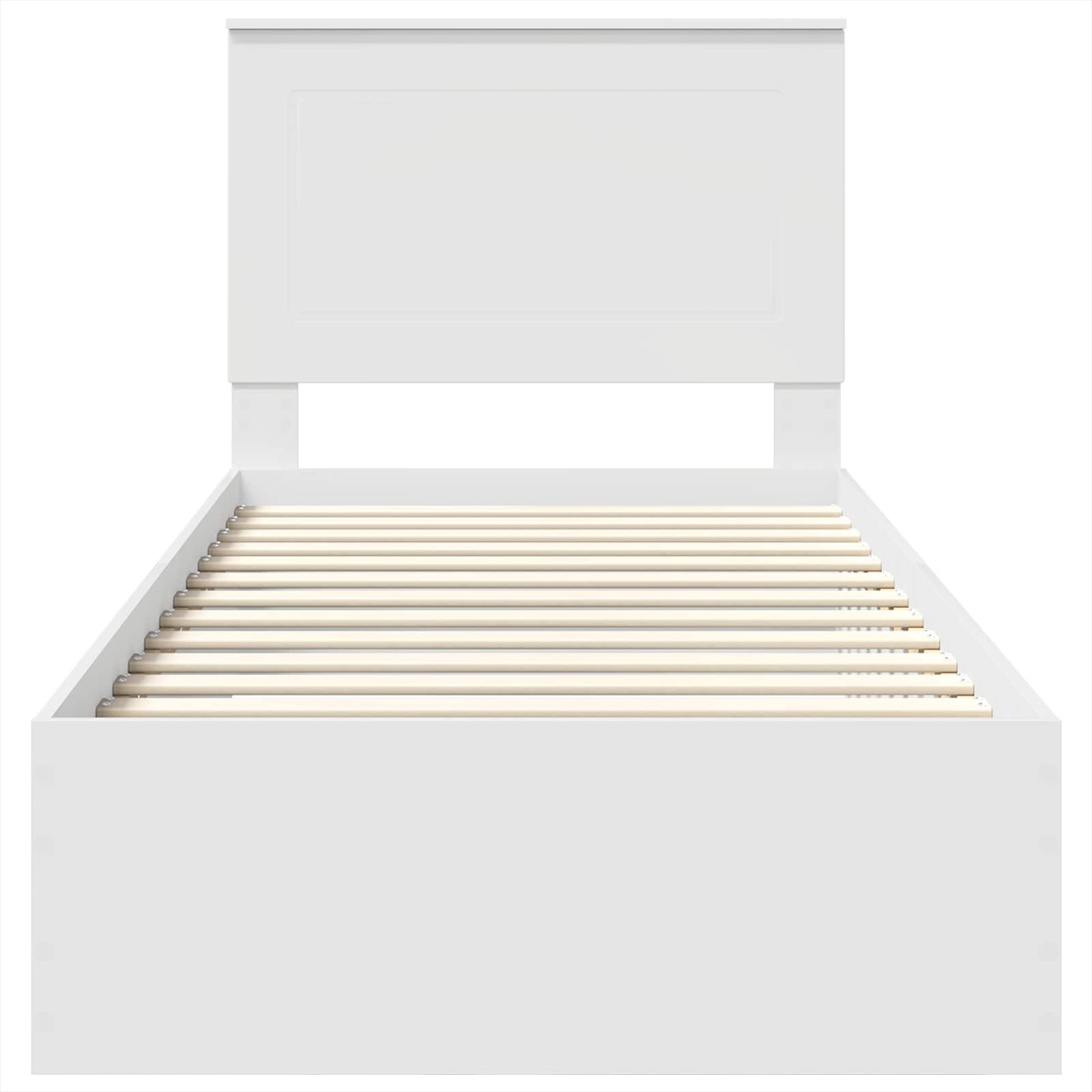 Bedframe met hoofdeinde met lade Wit 90 x 190 cm Bewerkt hout is nu te koop bij PeponiXL, paradijselijk wonen!
